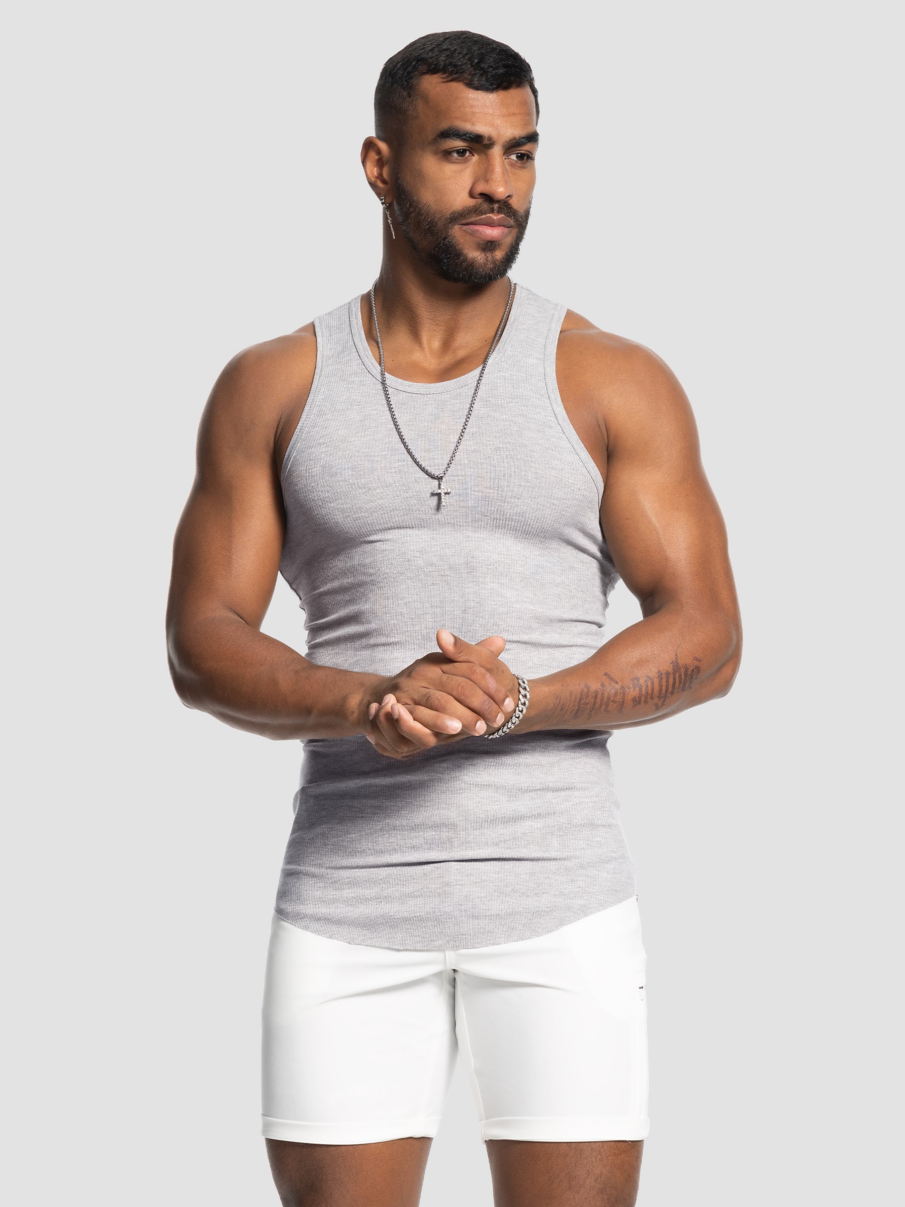 Ribbed Stretch Tank Top Curved Hem New - Ahaselected