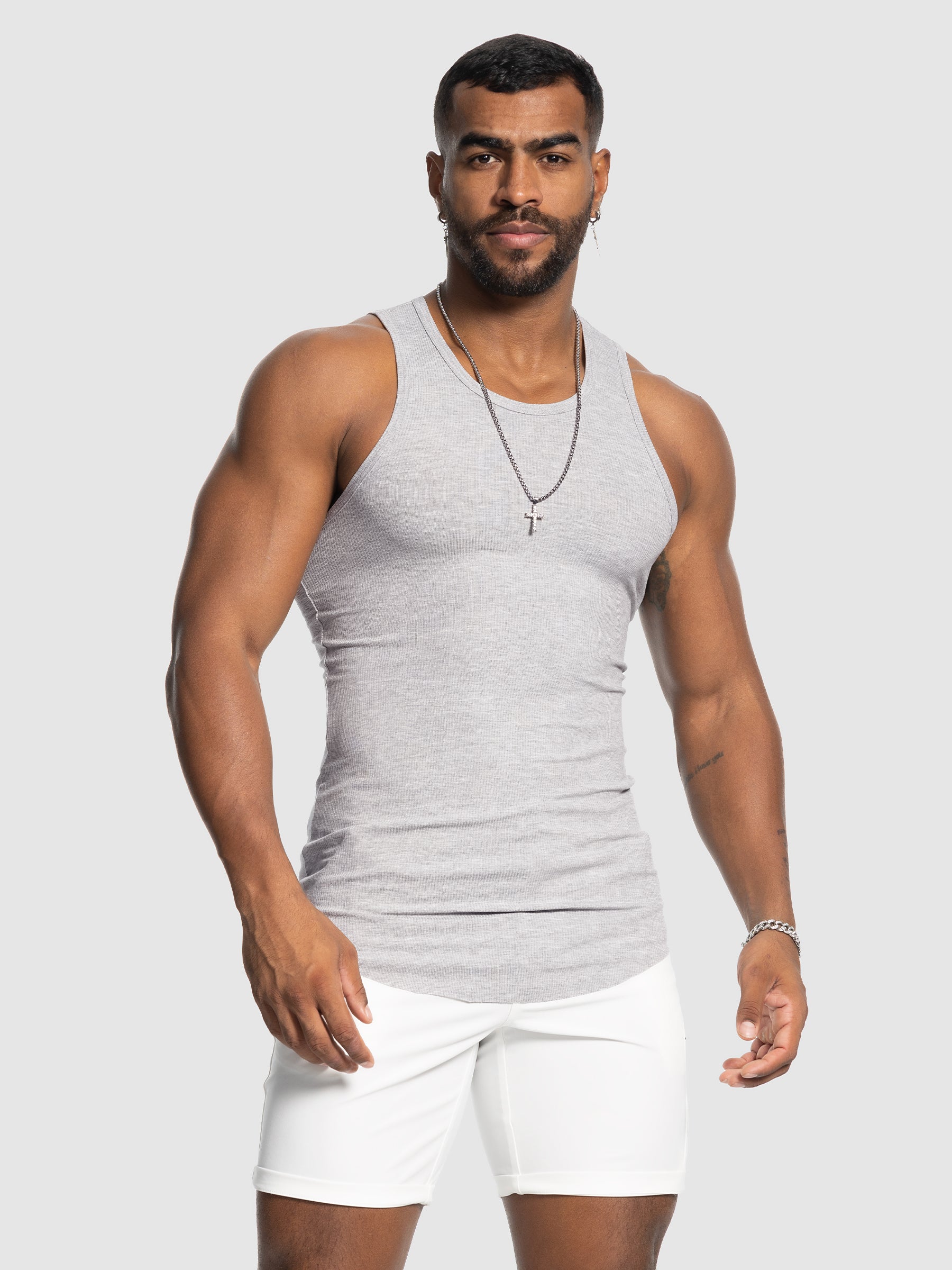 Ribbed Stretch Tank Top Curved Hem New - Ahaselected