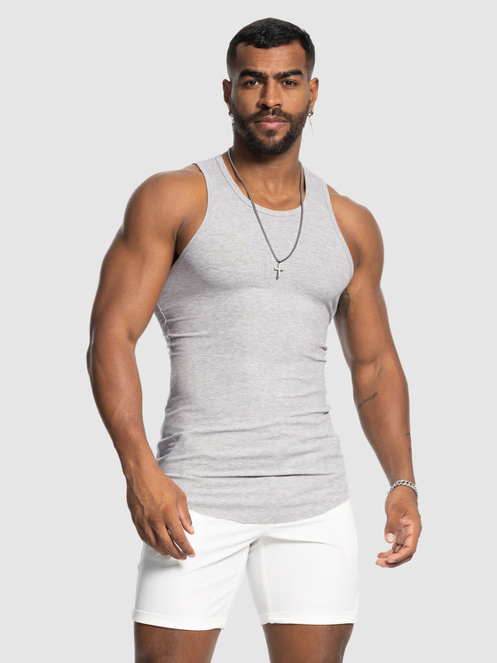 Ribbed Stretch Tank Top Curved Hem New - Ahaselected