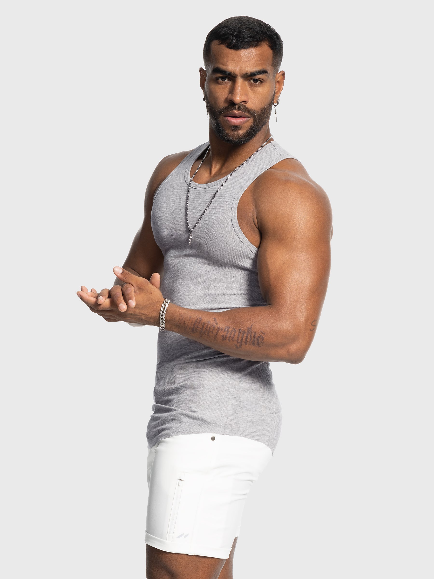 Ribbed Stretch Tank Top Curved Hem New - Ahaselected