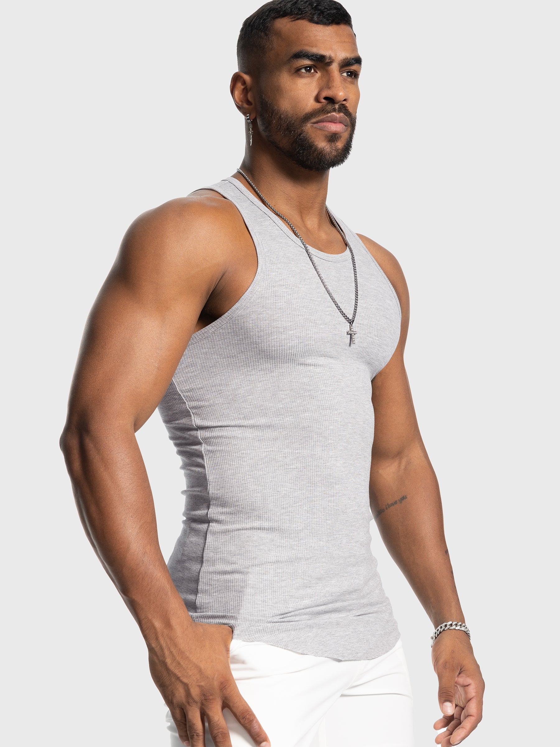 Ribbed Stretch Tank Top Curved Hem New - Ahaselected
