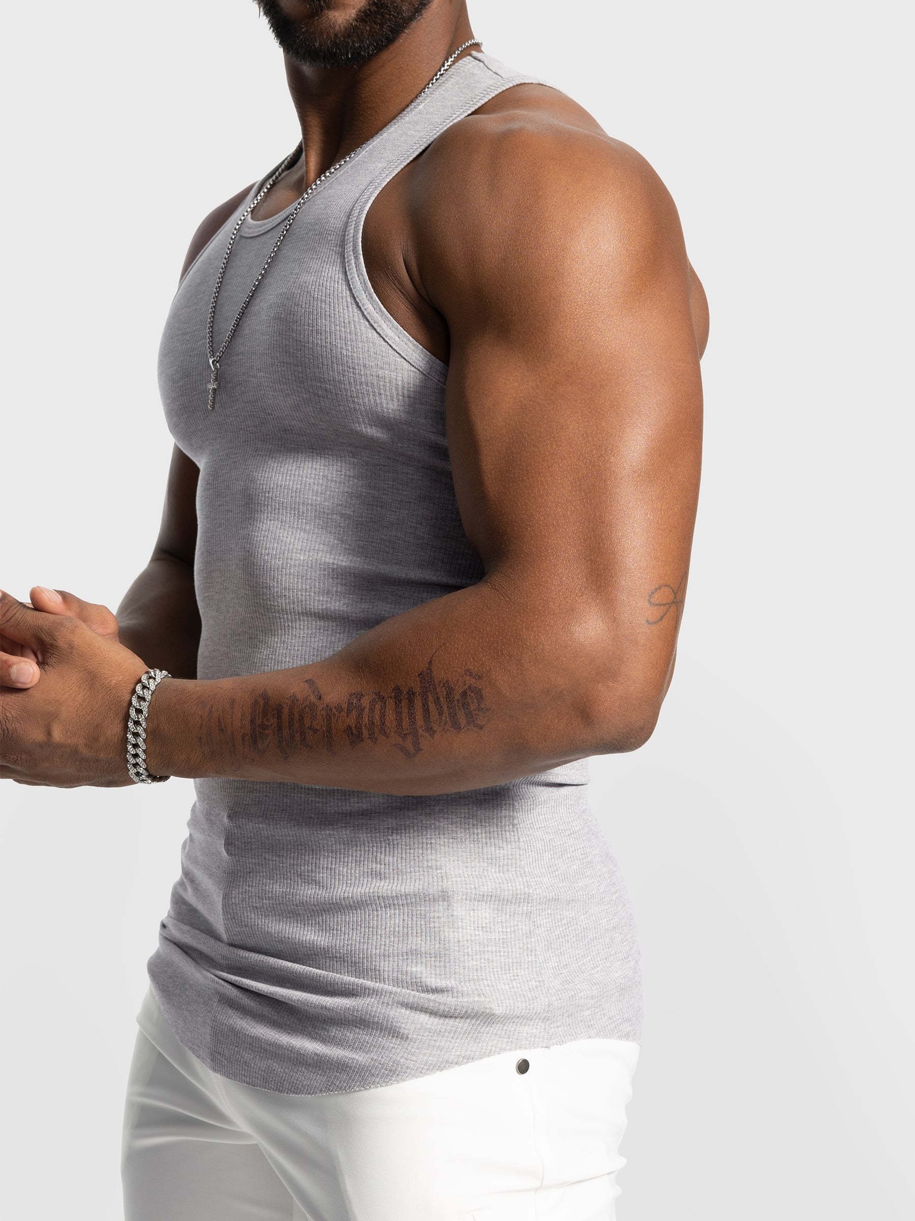 Ribbed Stretch Tank Top Curved Hem New - Ahaselected