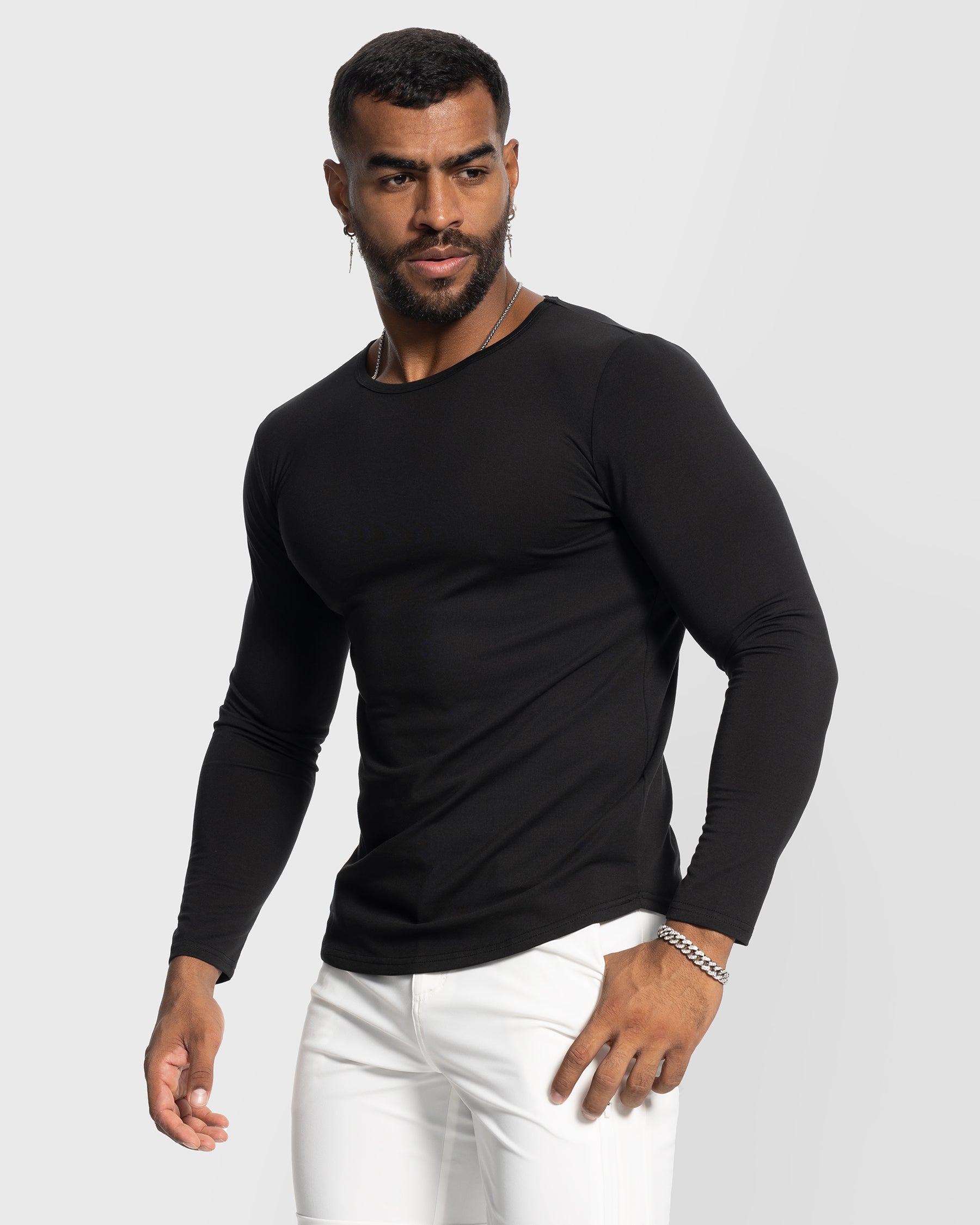 All Day Elite Curve-Hem Tee Stretch Long Sleeve - Ahaselected