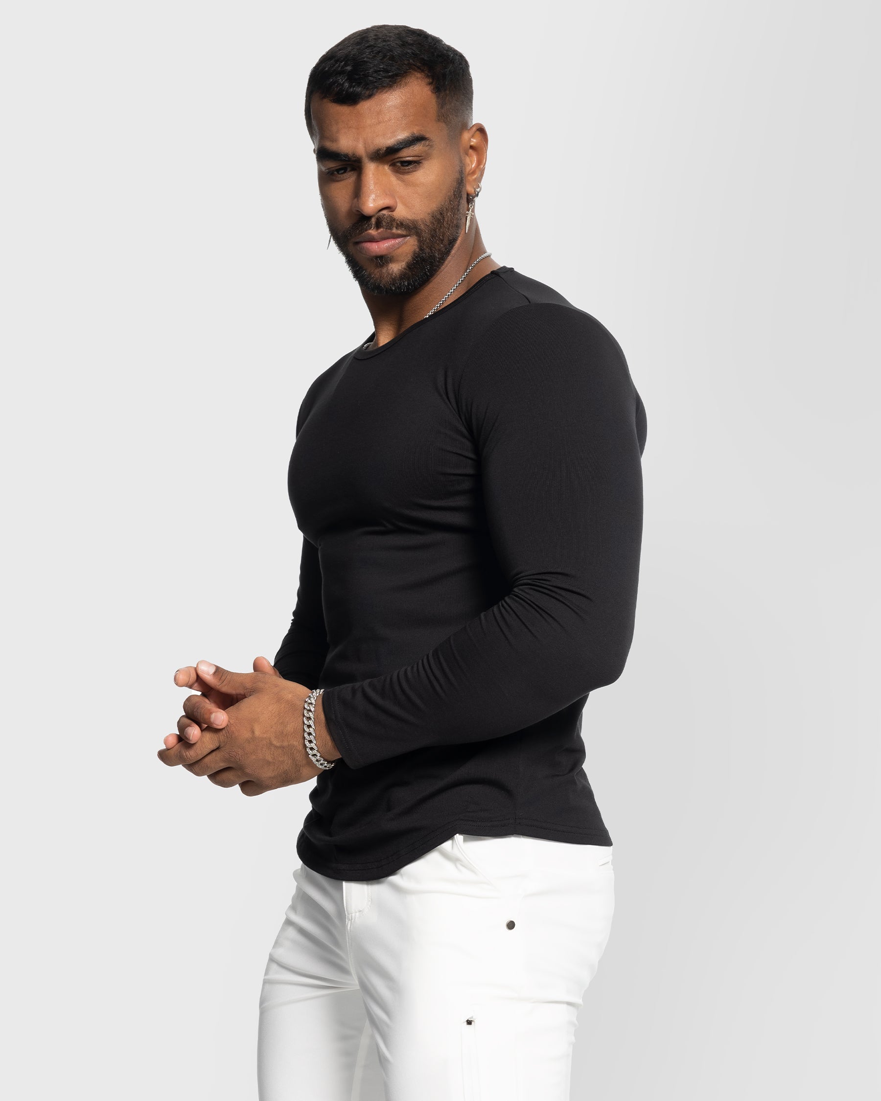 All Day Elite Curve-Hem Tee Stretch Long Sleeve - Ahaselected