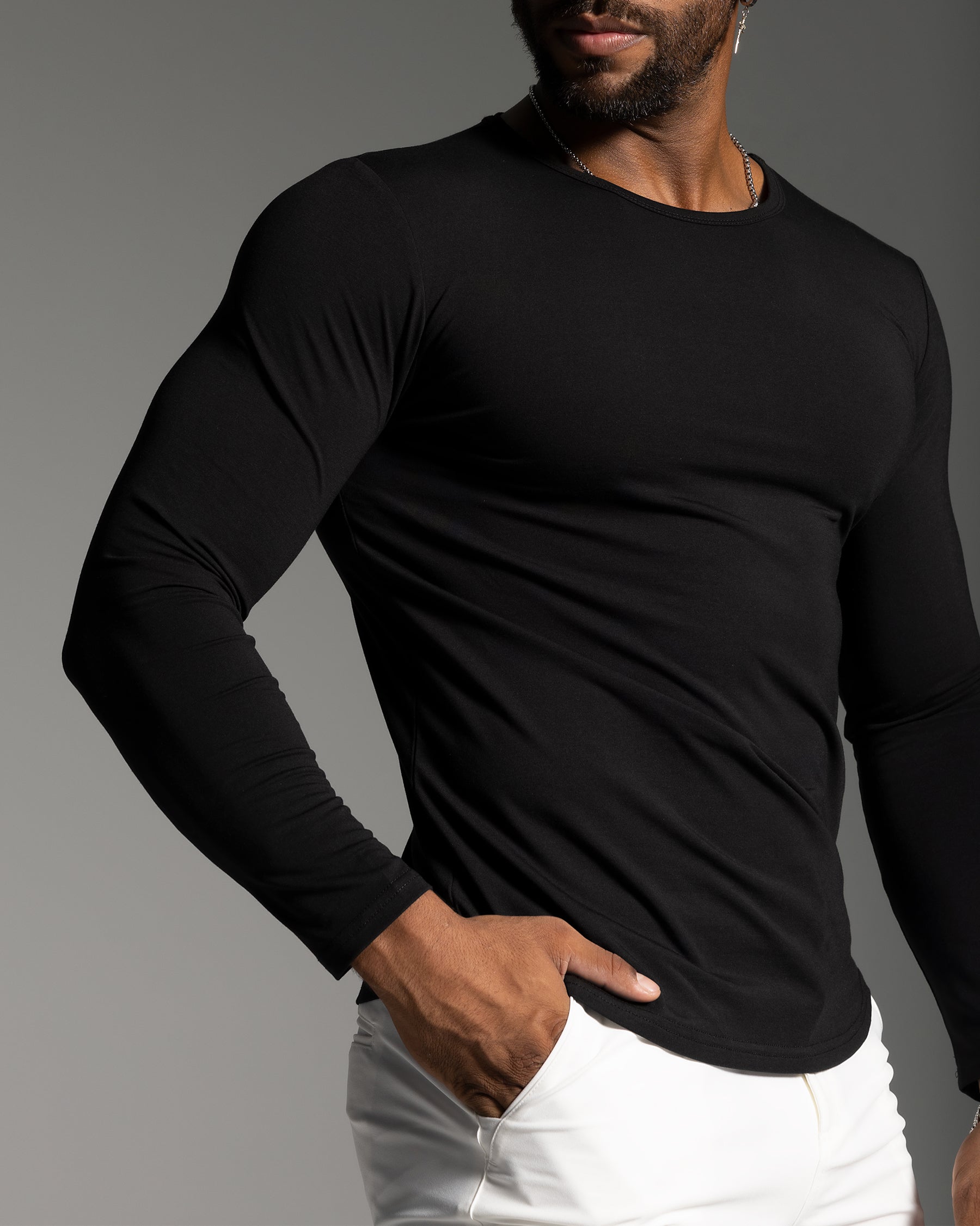 All Day Elite Curve-Hem Tee Stretch Long Sleeve - Ahaselected
