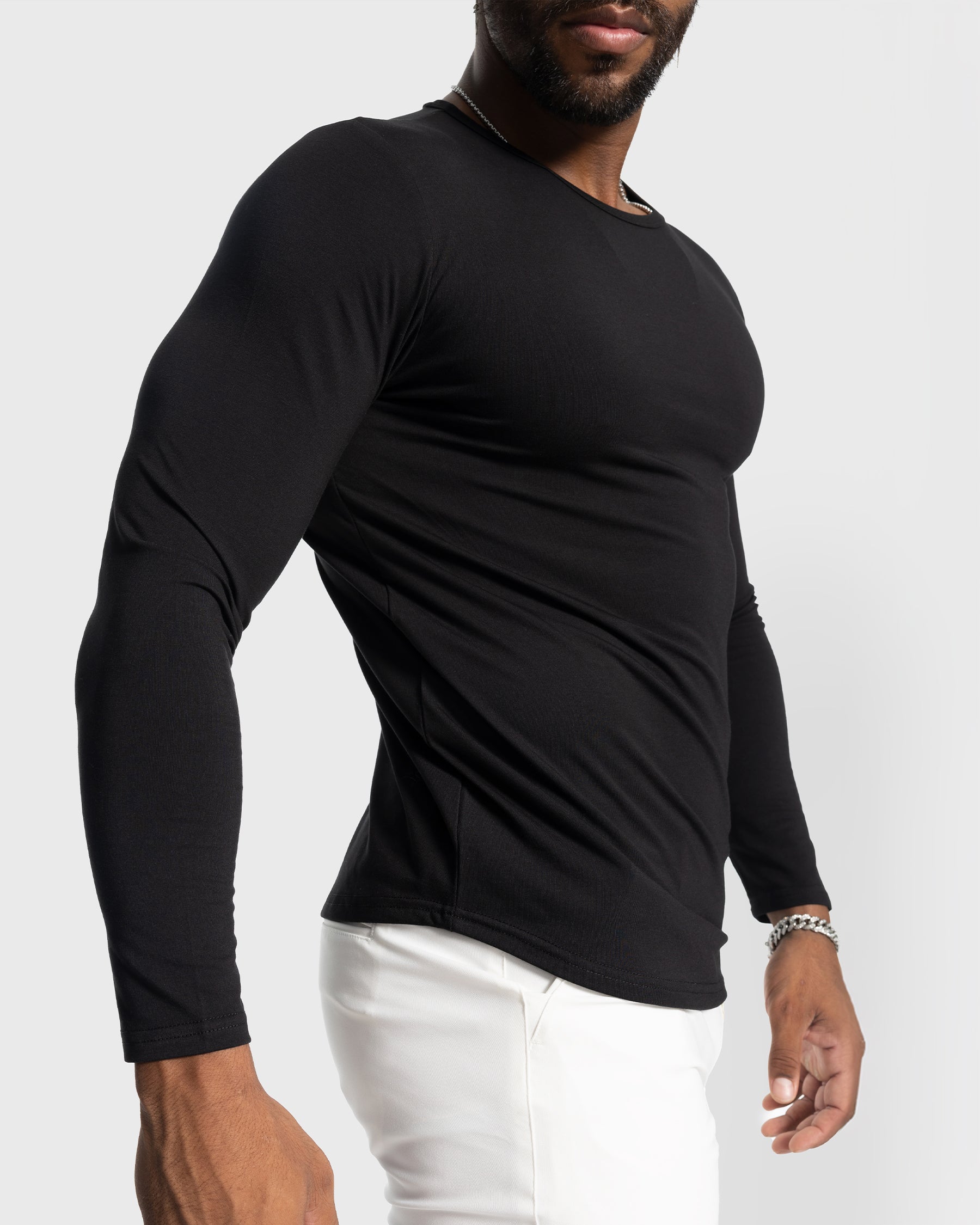 All Day Elite Curve-Hem Tee Stretch Long Sleeve - Ahaselected