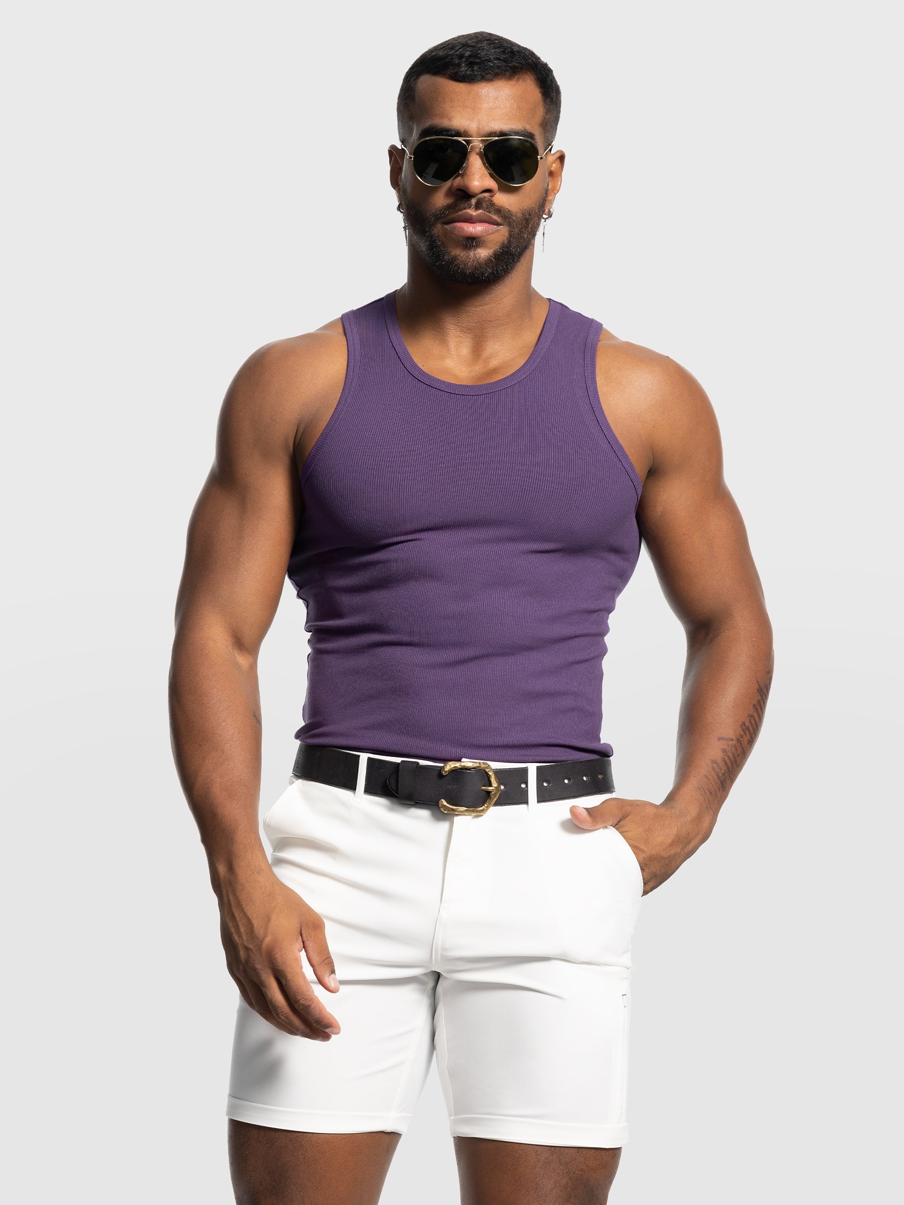 Ribbed Stretch Tank Top Curved Hem New - Ahaselected