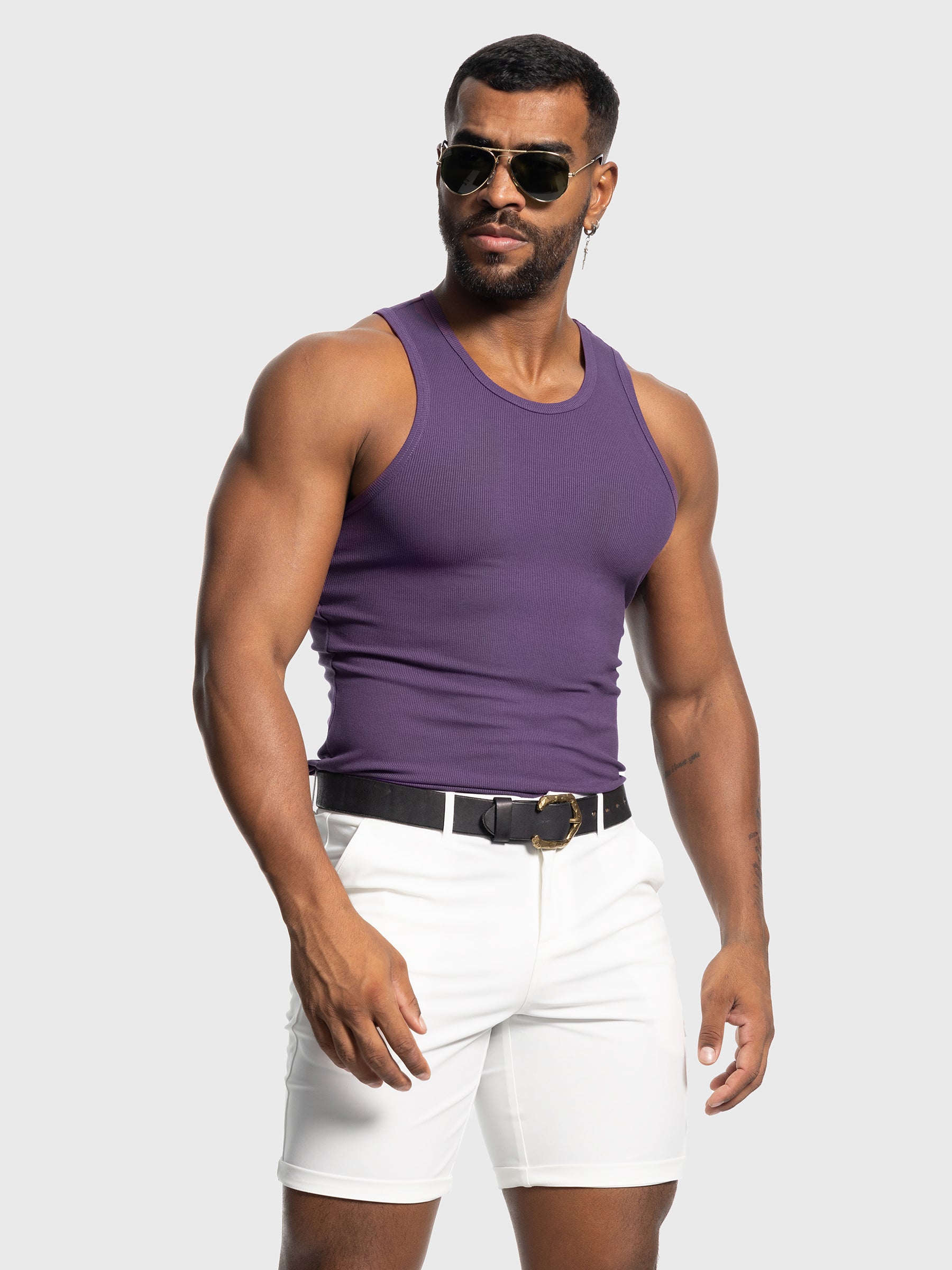 Ribbed Stretch Tank Top Curved Hem New - Ahaselected