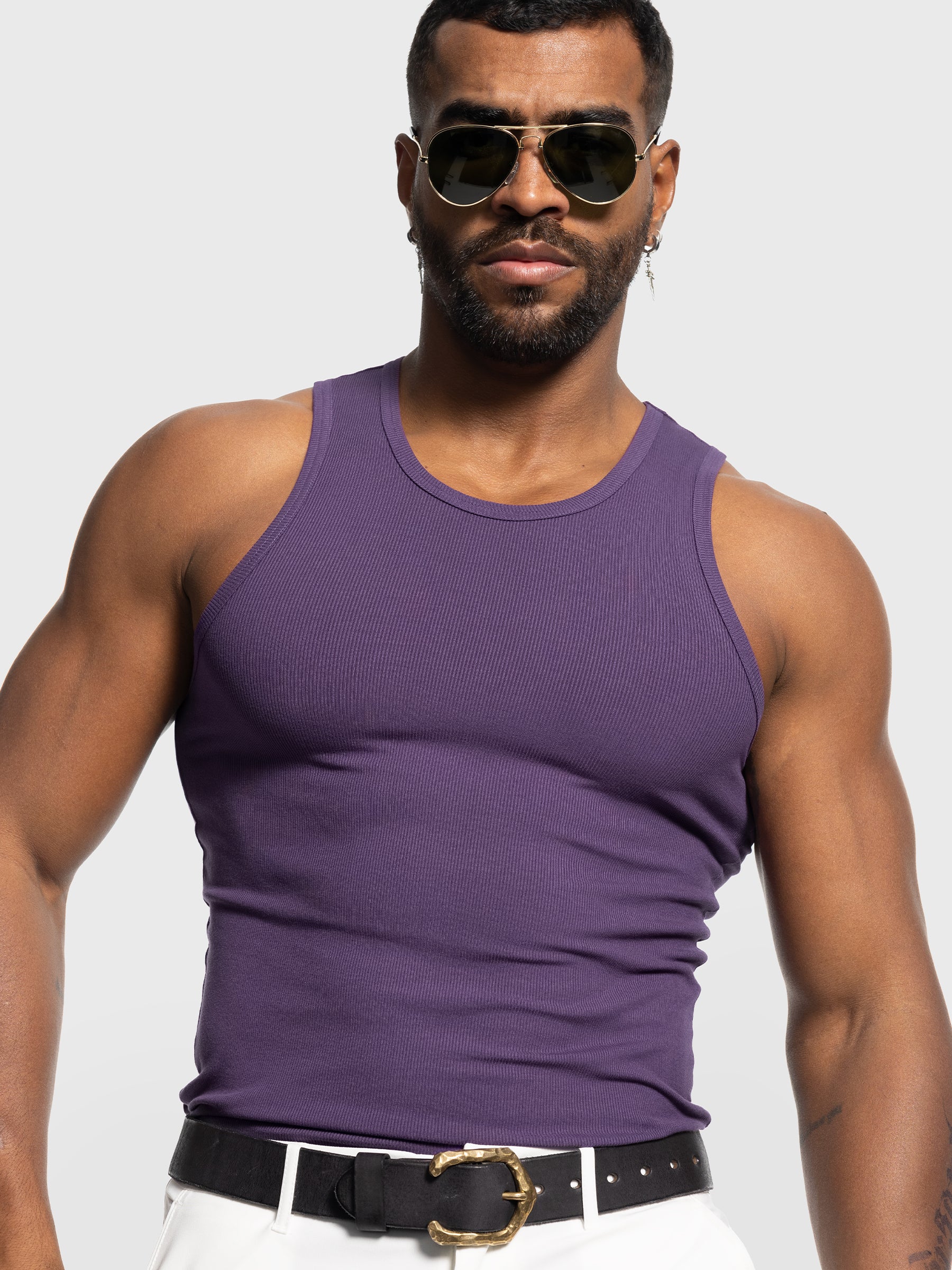 Ribbed Stretch Tank Top Curved Hem New - Ahaselected
