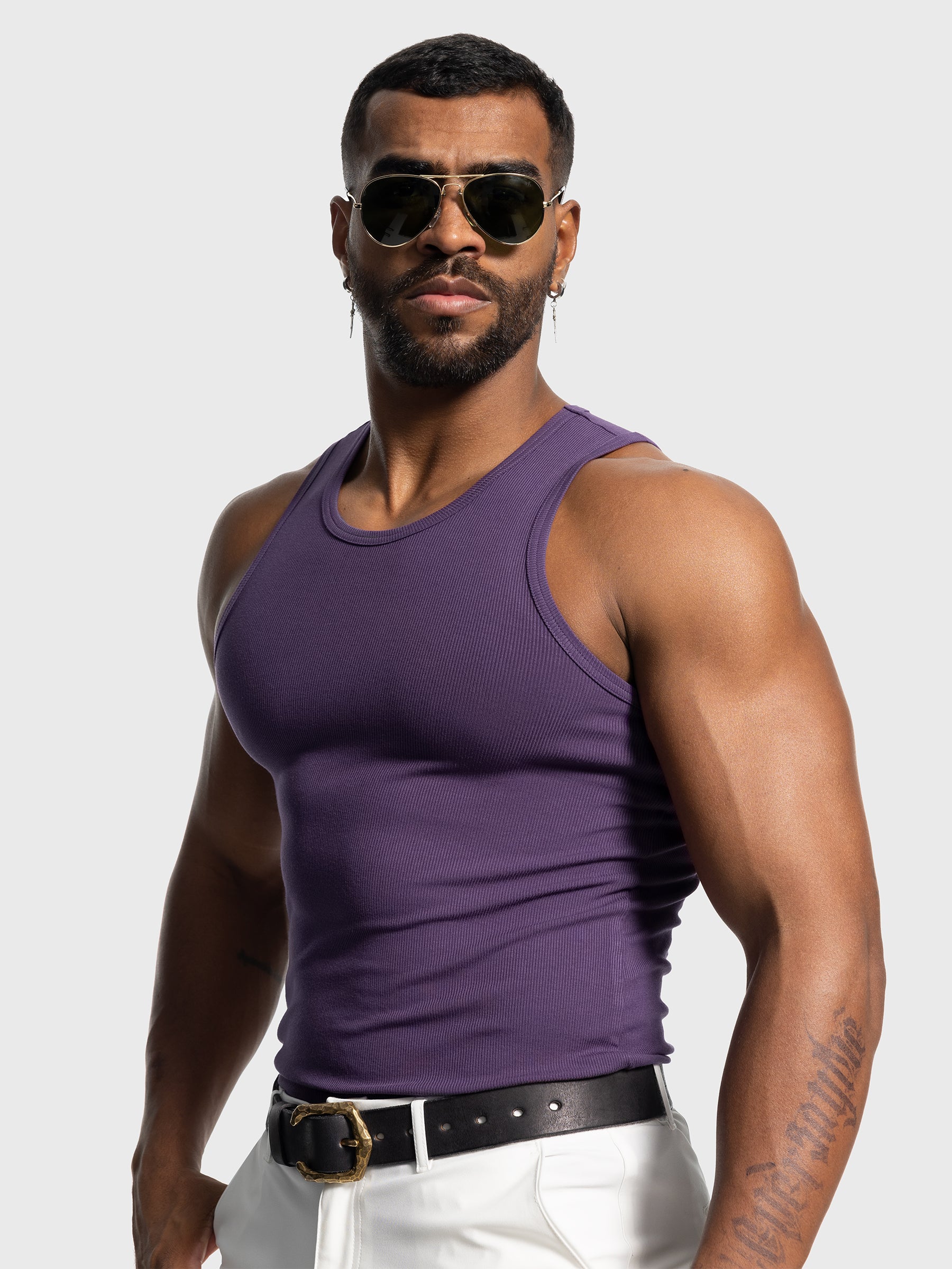 Ribbed Stretch Tank Top Curved Hem New - Ahaselected
