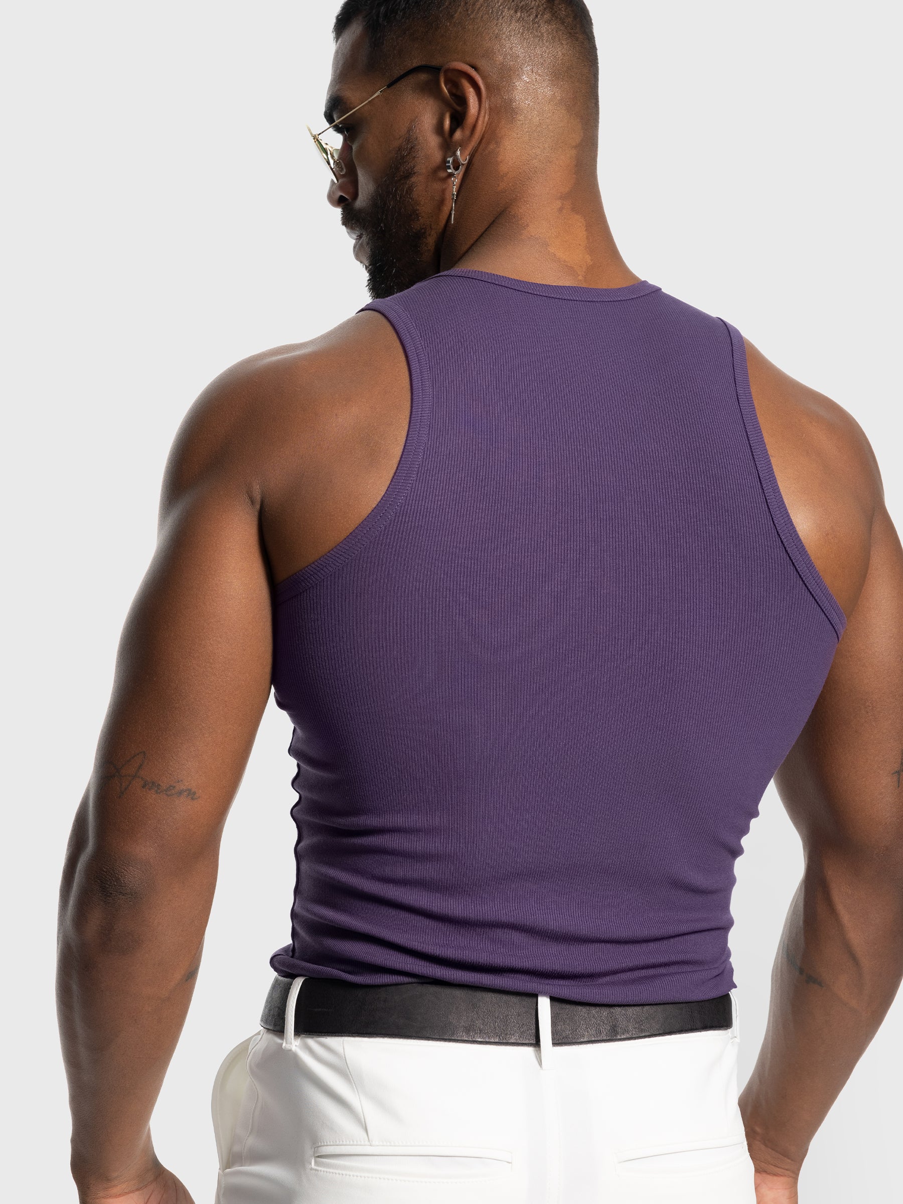 Ribbed Stretch Tank Top Curved Hem New - Ahaselected