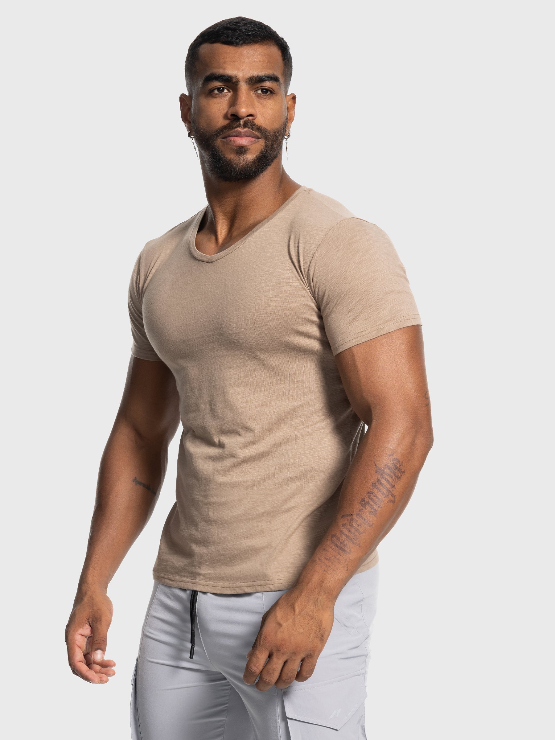 Slub V-neck T-shirt New - Ahaselected