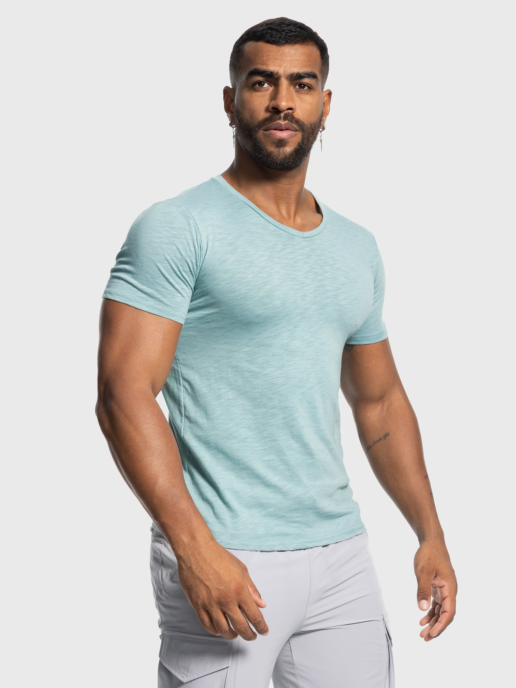 Slub V-neck T-shirt New - Ahaselected