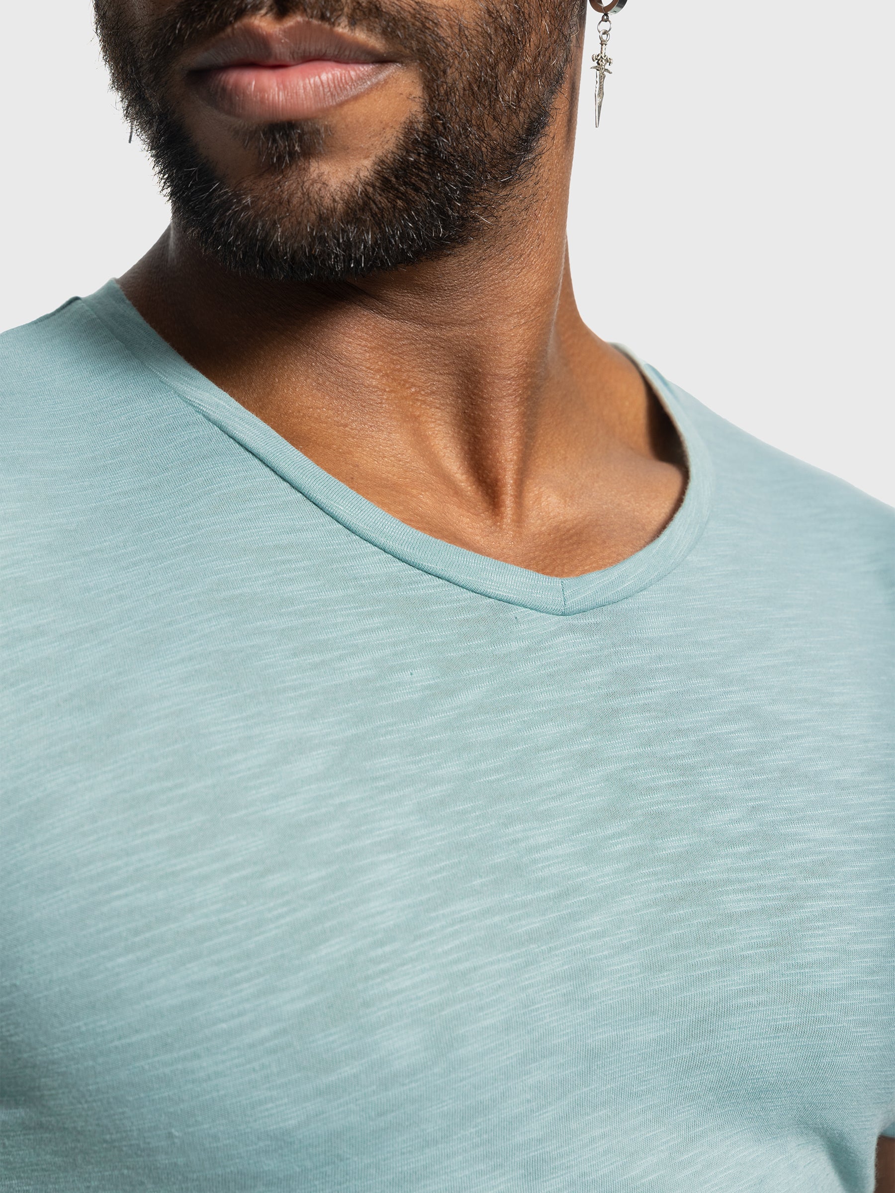 Slub V-neck T-shirt New - Ahaselected
