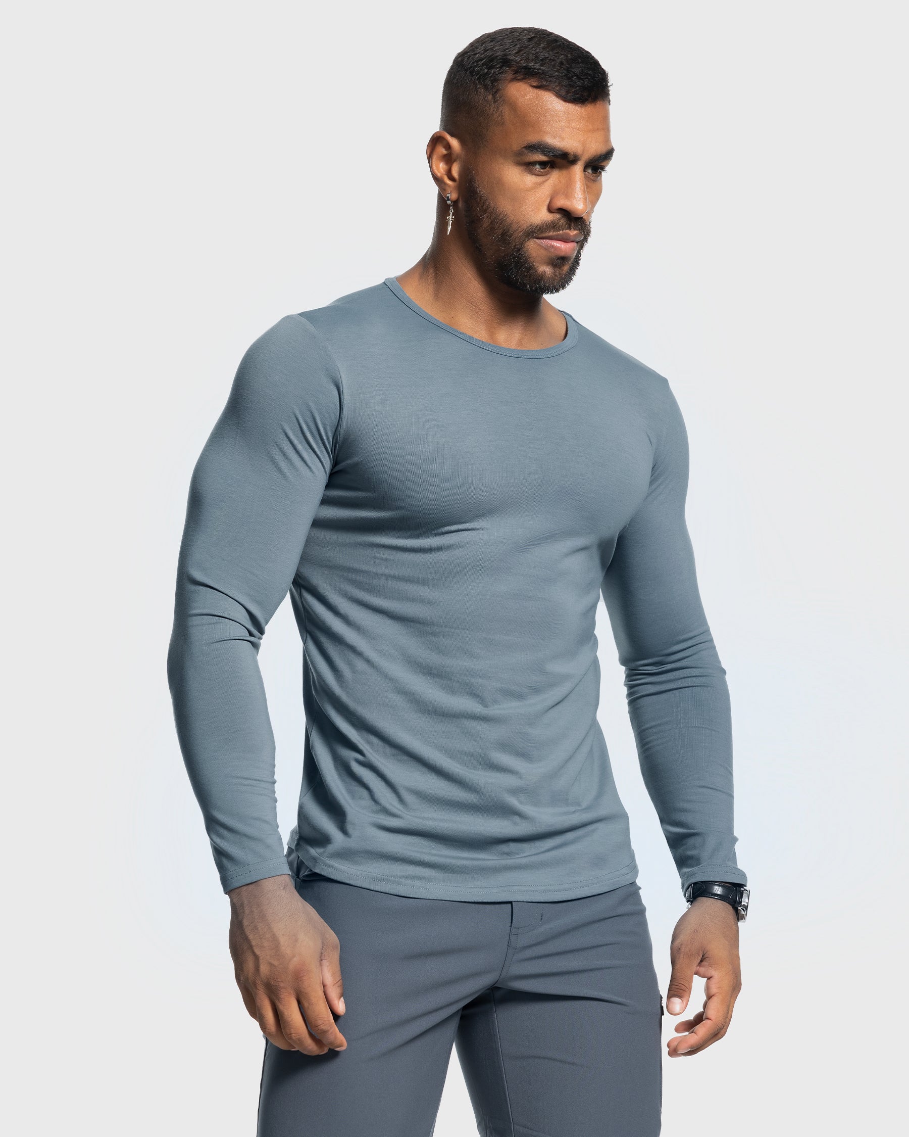 All Day Elite Curve-Hem Tee Stretch Long Sleeve - Ahaselected