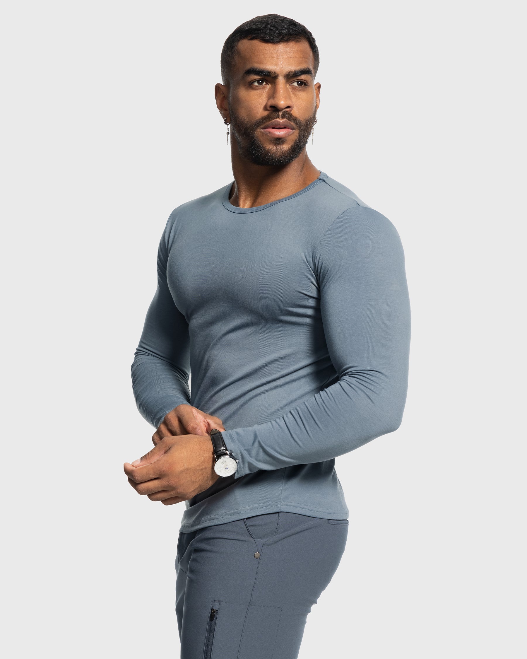 All Day Elite Curve-Hem Tee Stretch Long Sleeve - Ahaselected