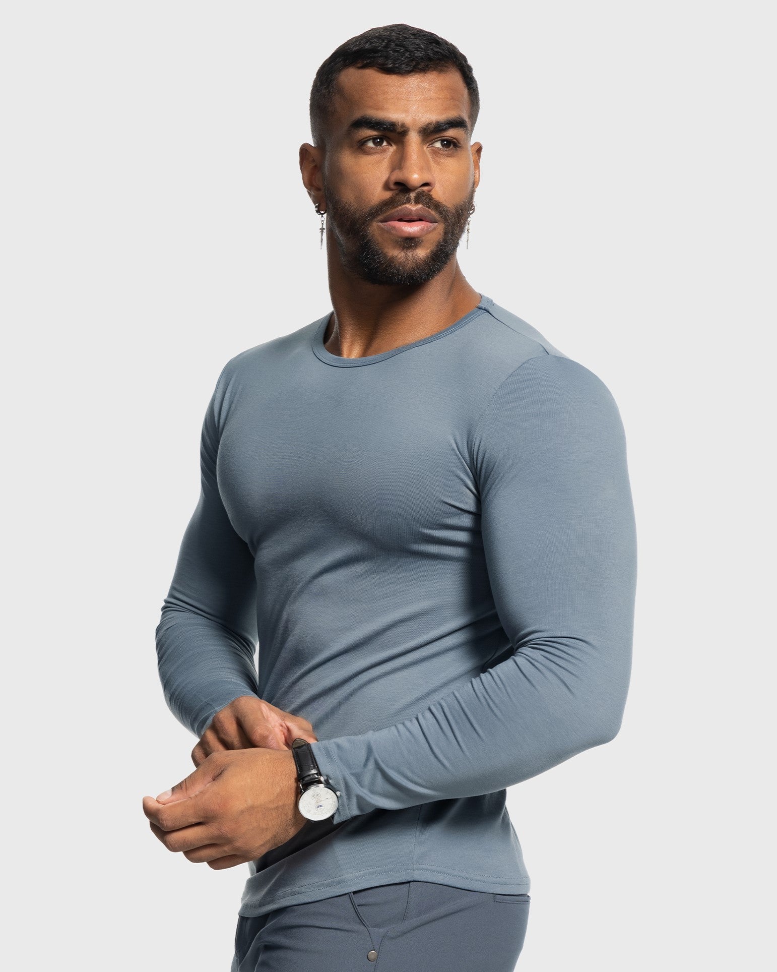 All Day Elite Curve-Hem Tee Stretch Long Sleeve - Ahaselected