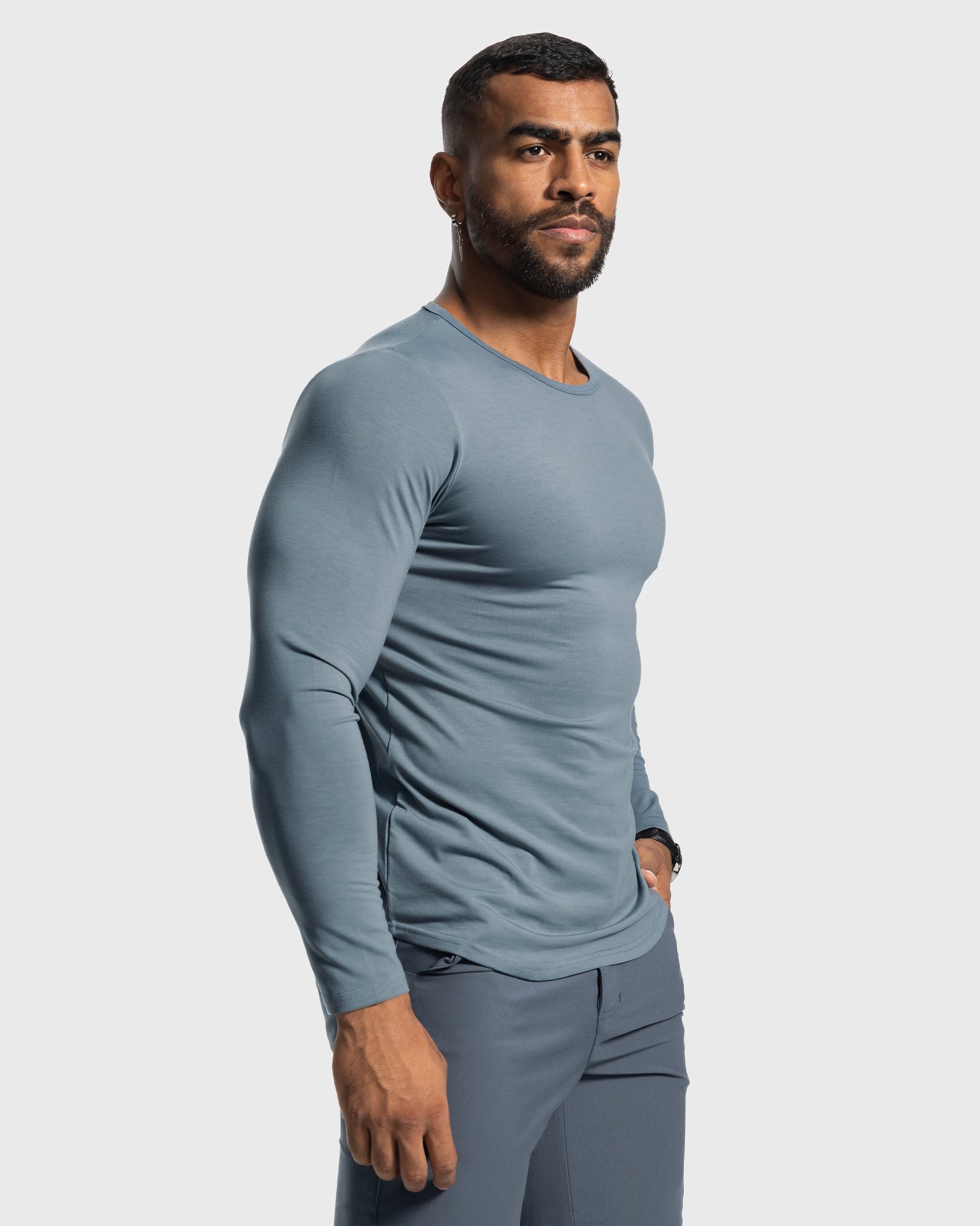 All Day Elite Curve-Hem Tee Stretch Long Sleeve - Ahaselected