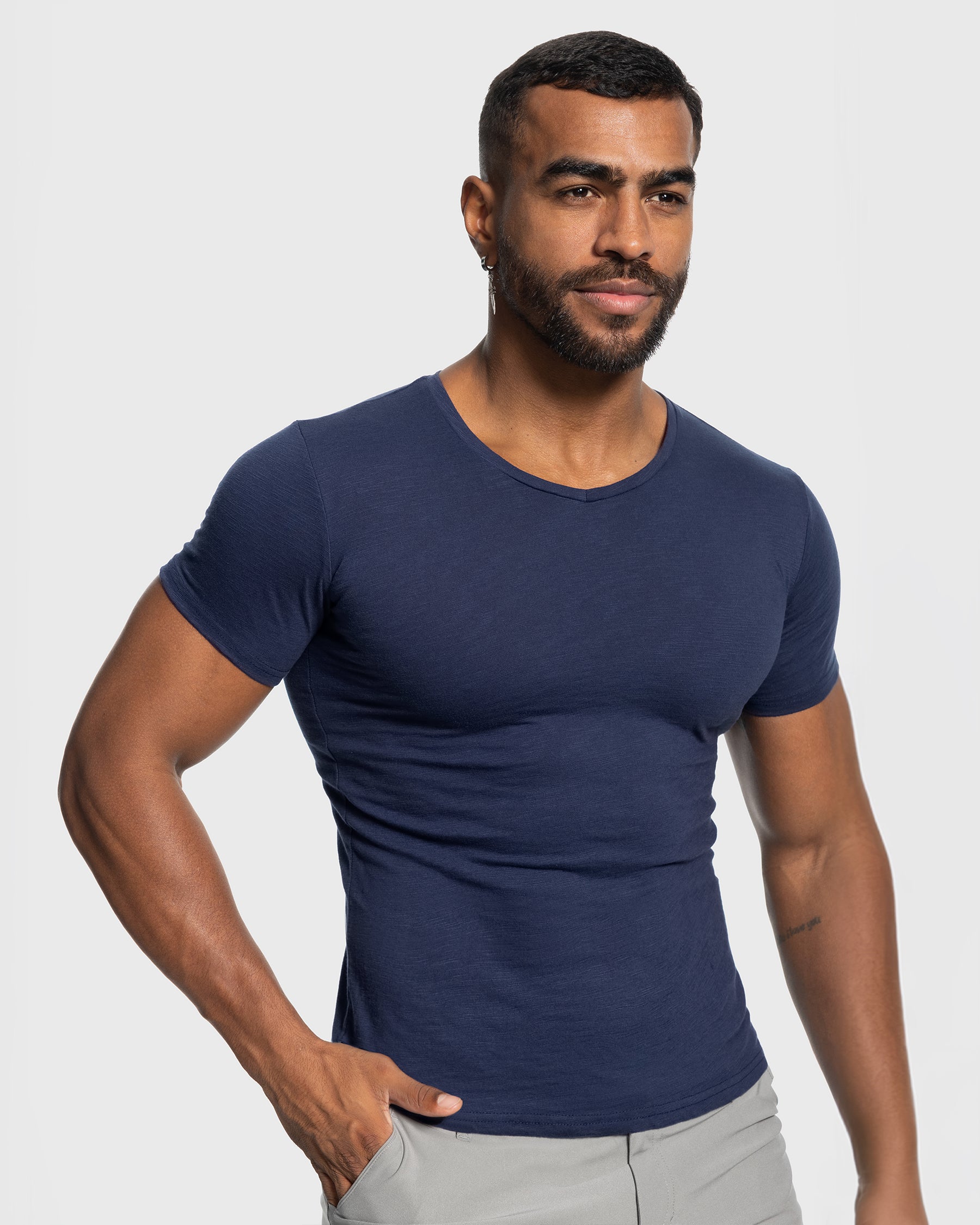 Slub V-neck T-shirt New - Ahaselected