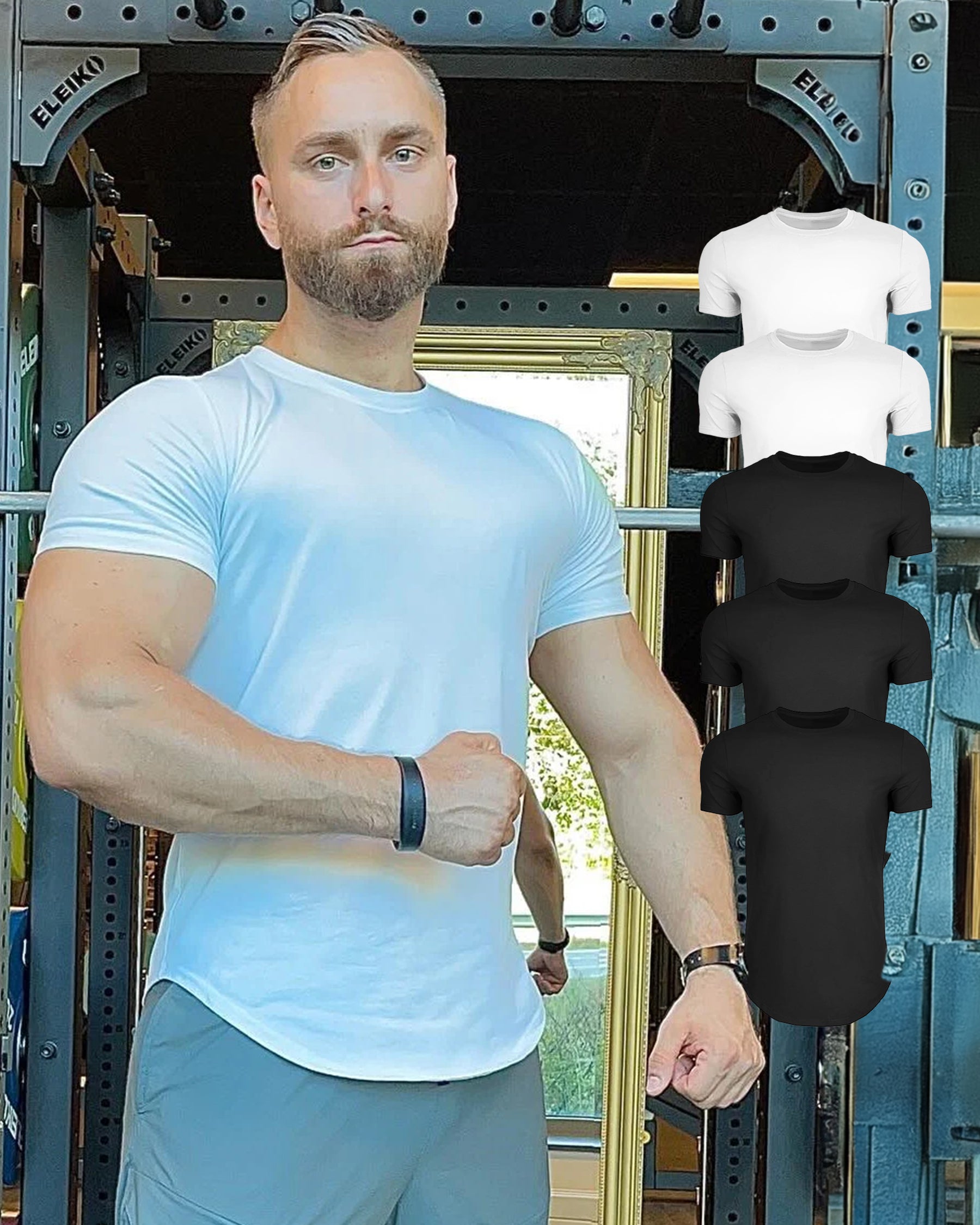 5-Pack Kore Curved Hem T-shirt Muscle Fit Crew Neck - Ahaselected