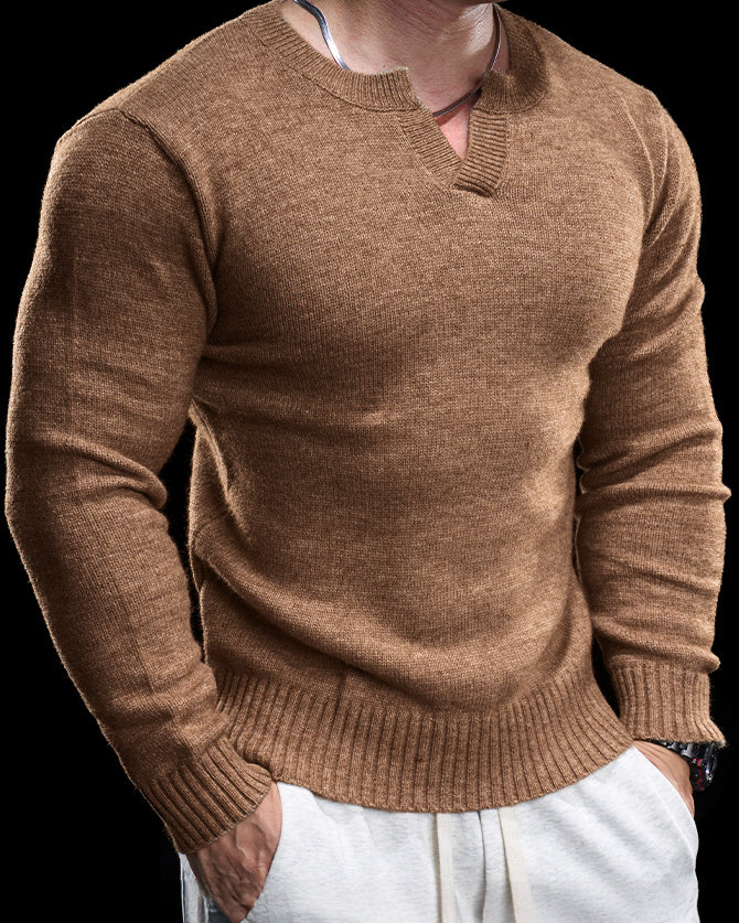 Ribbed V Neck Premium Sweater - Ahaselected
