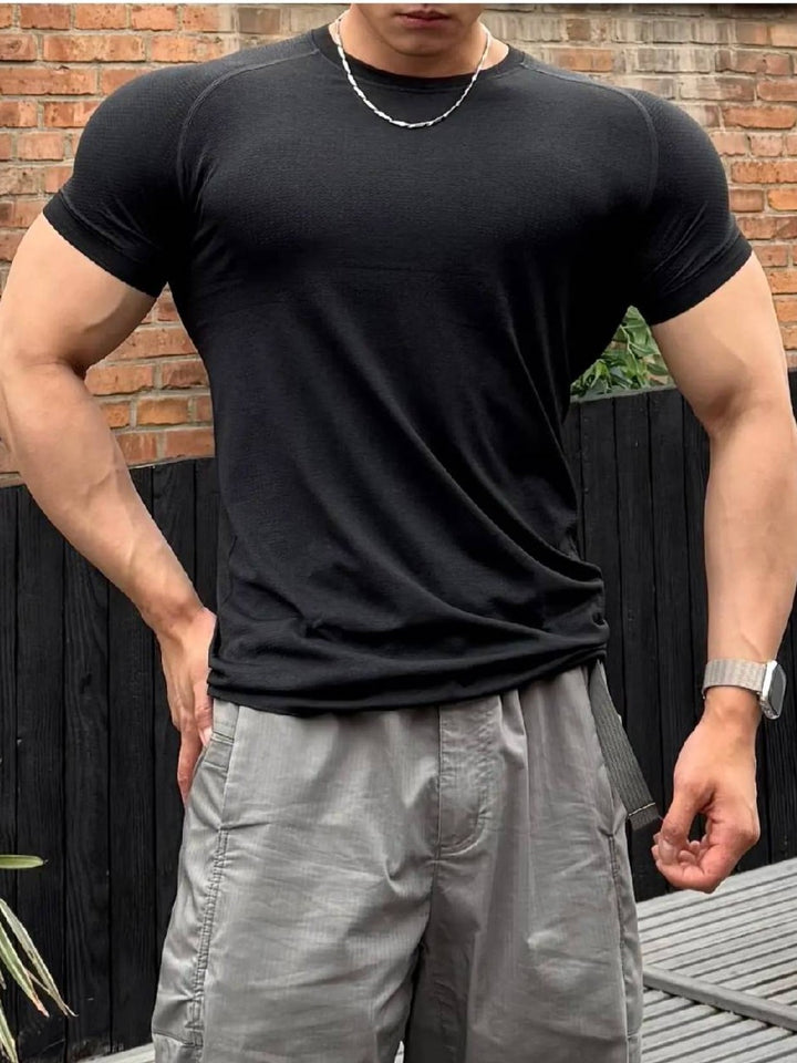 Seamless Waffle Knit Quick-Dry Skinny Active Tee New