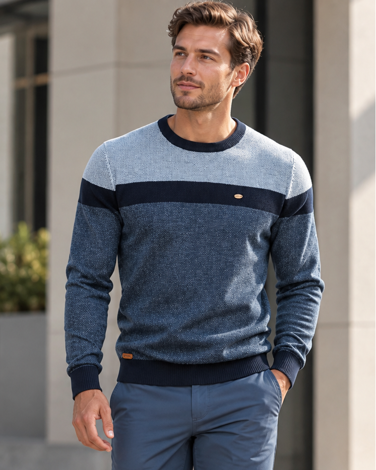 Colorblock Langarm-Pullover