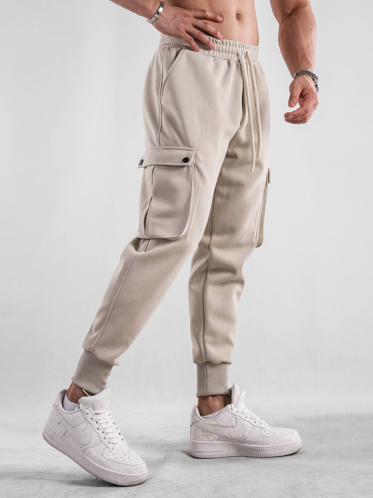 Comfy High Rib Cargo Sweatpant Jogger All Season Essential - Ahaselected