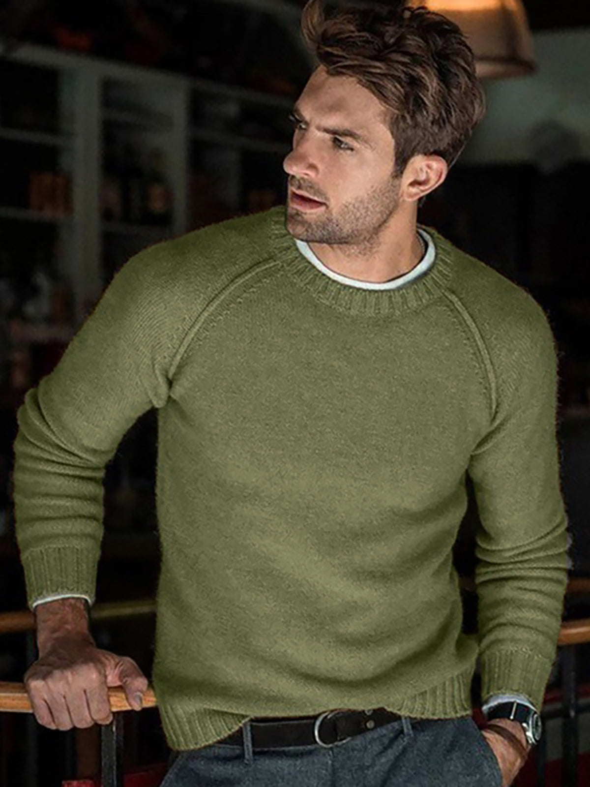 Crewneck Raglan Pullover Sweater - Ahaselected