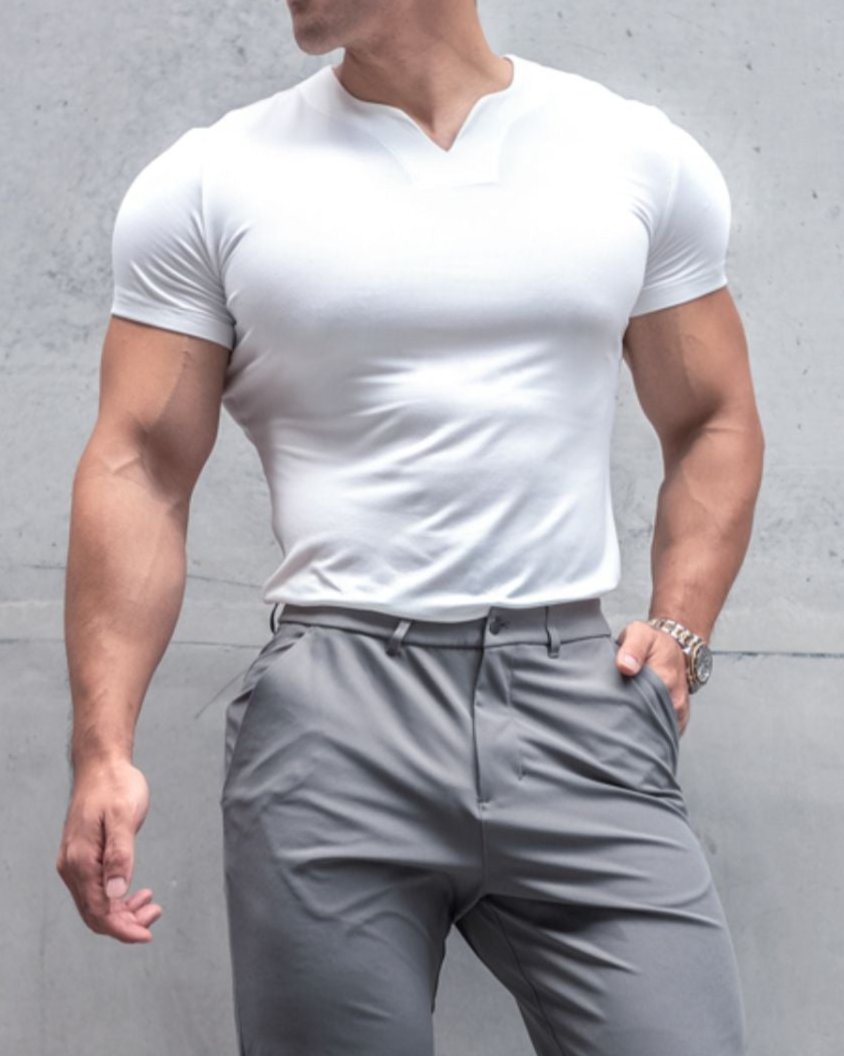 Society Cotton V-neck Short Sleeve - Ahaselected