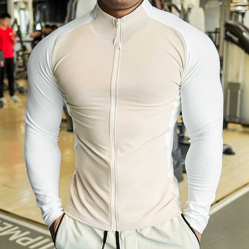 Shoulder Cut Two Tone Full Zip Long Sleeve - Ahaselected
