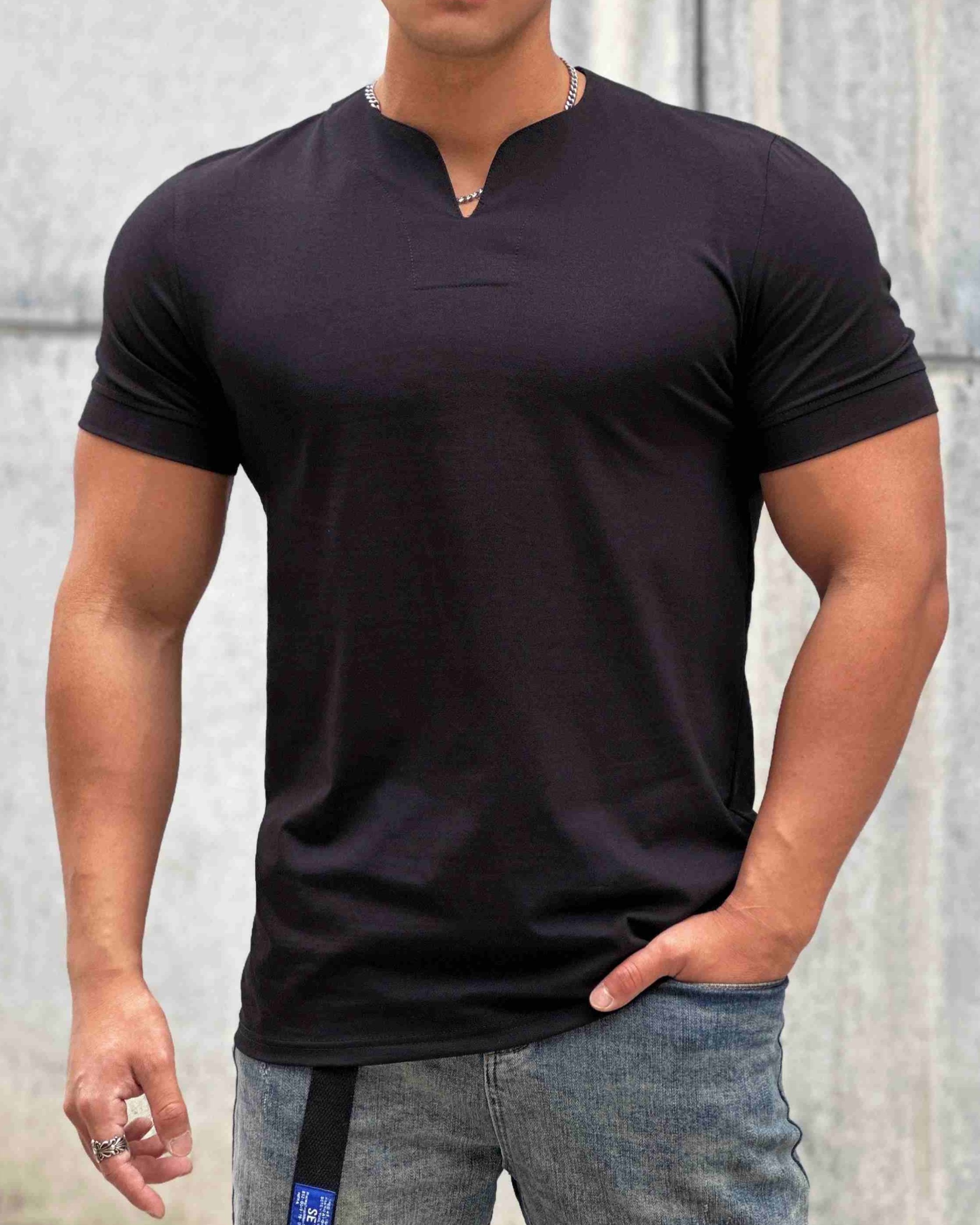 Society Cotton V-neck Short Sleeve - Ahaselected