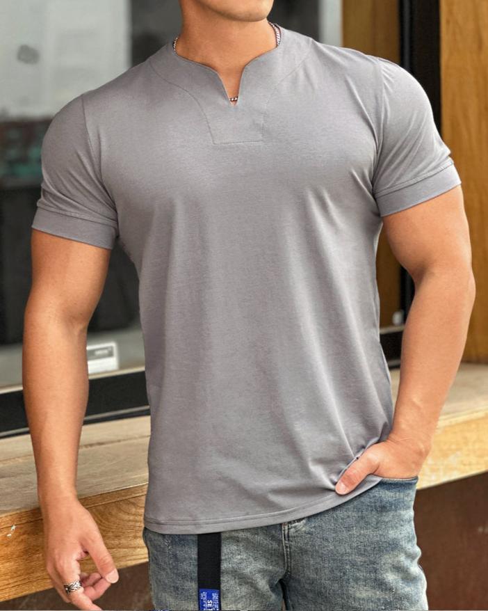 Society Cotton V-neck Short Sleeve - Ahaselected