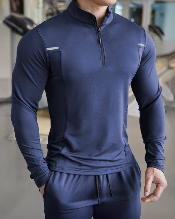 Reflektierende Performance Langarmshirts mit Viertelreißverschluss 