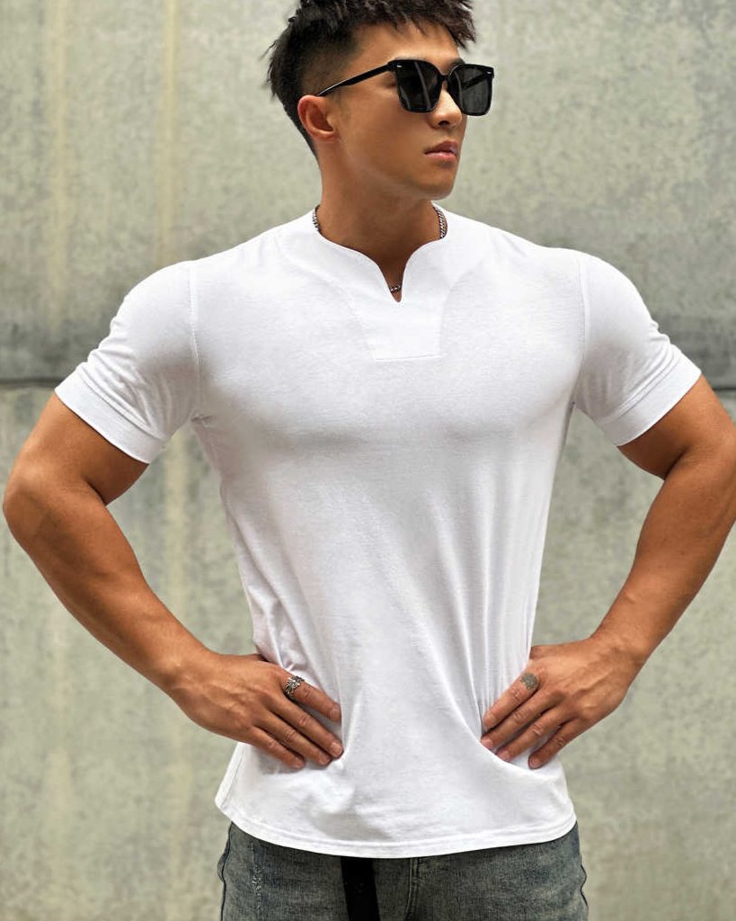 Society Cotton V-neck Short Sleeve - Ahaselected