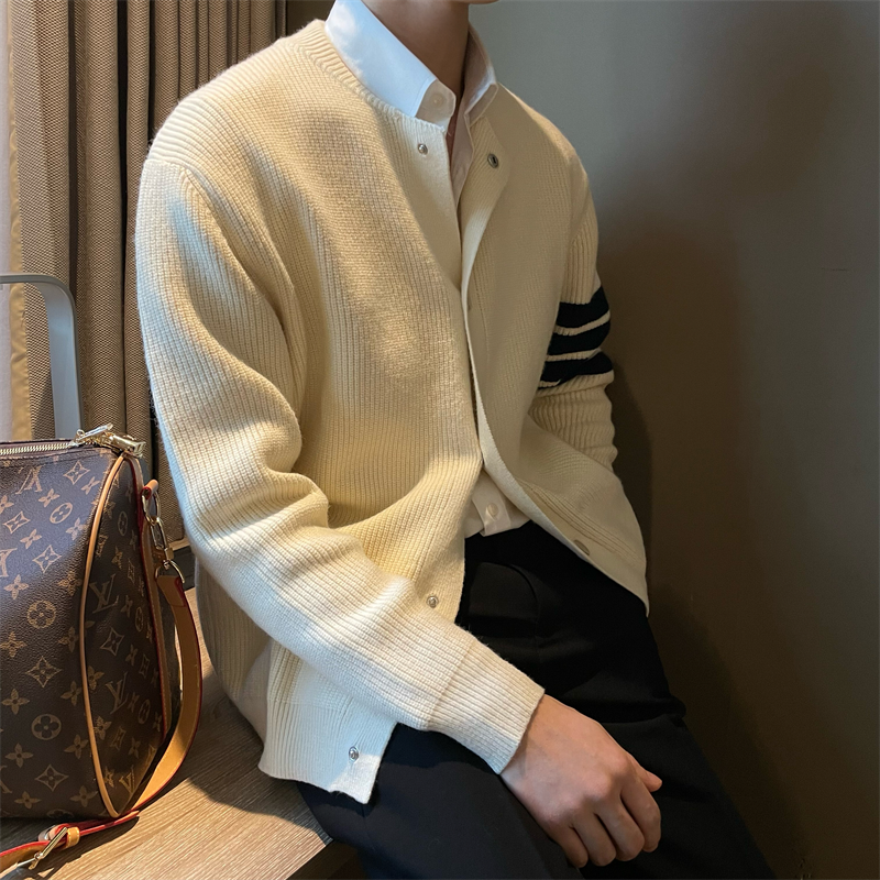 M's Striped Shawl Cardigan - Ahaselected