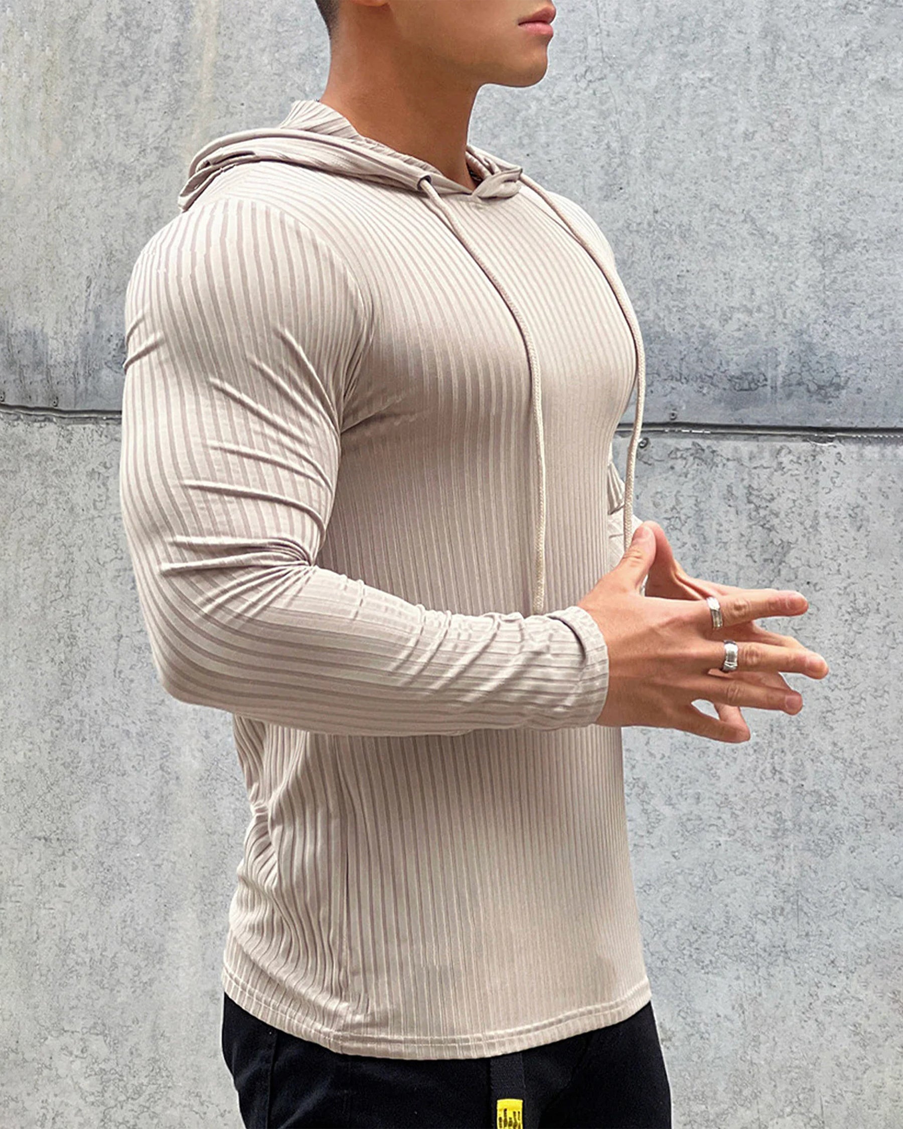 Stretch Rib Jersey Baselayer Hoodie New - Ahaselected