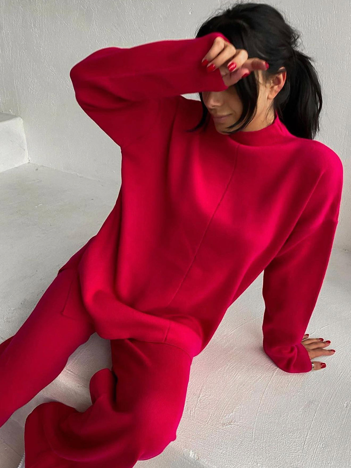 Loose Casual Sweater & Soft Pant 2 Piece Lounge Set - Ahaselected