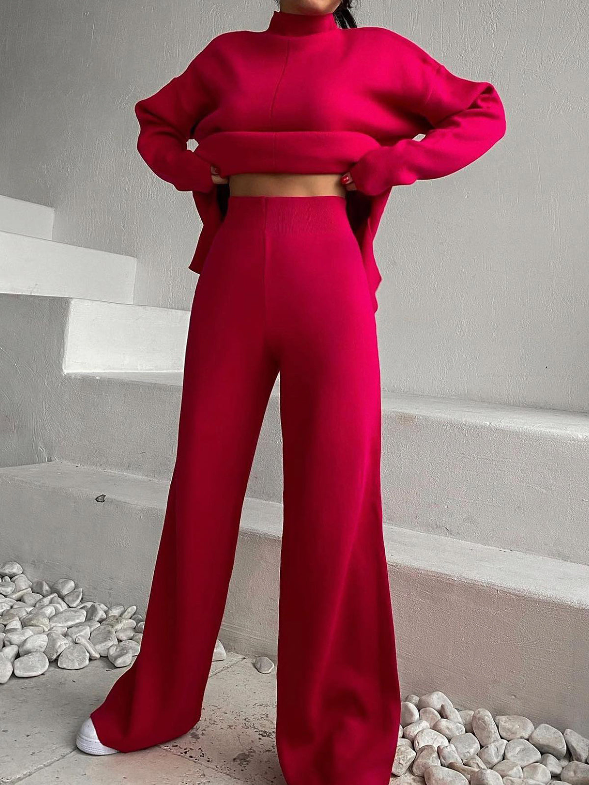 Loose Casual Sweater & Soft Pant 2 Piece Lounge Set - Ahaselected
