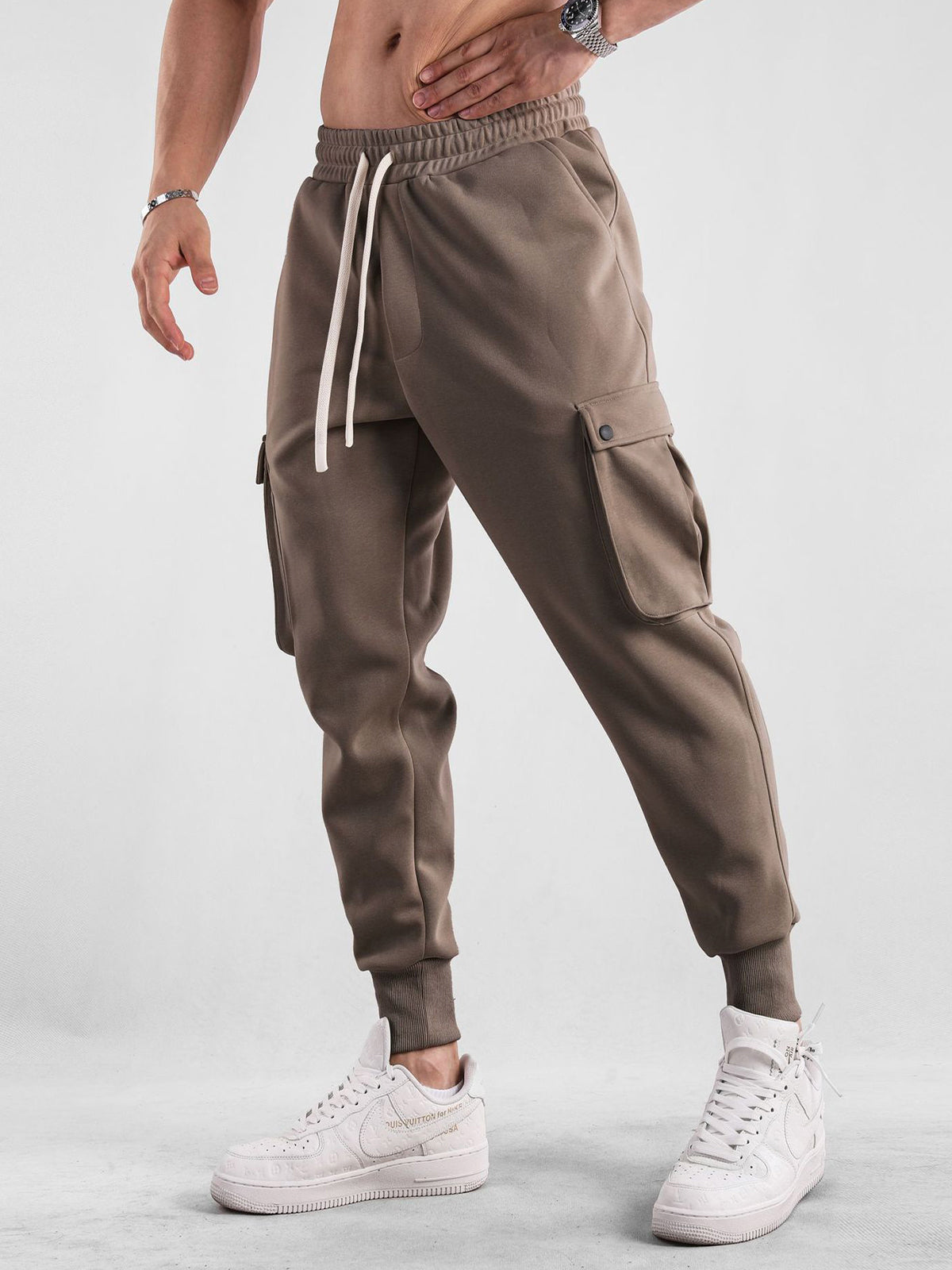 Comfy High Rib Cargo Sweatpant Jogger All Season Essential - Ahaselected