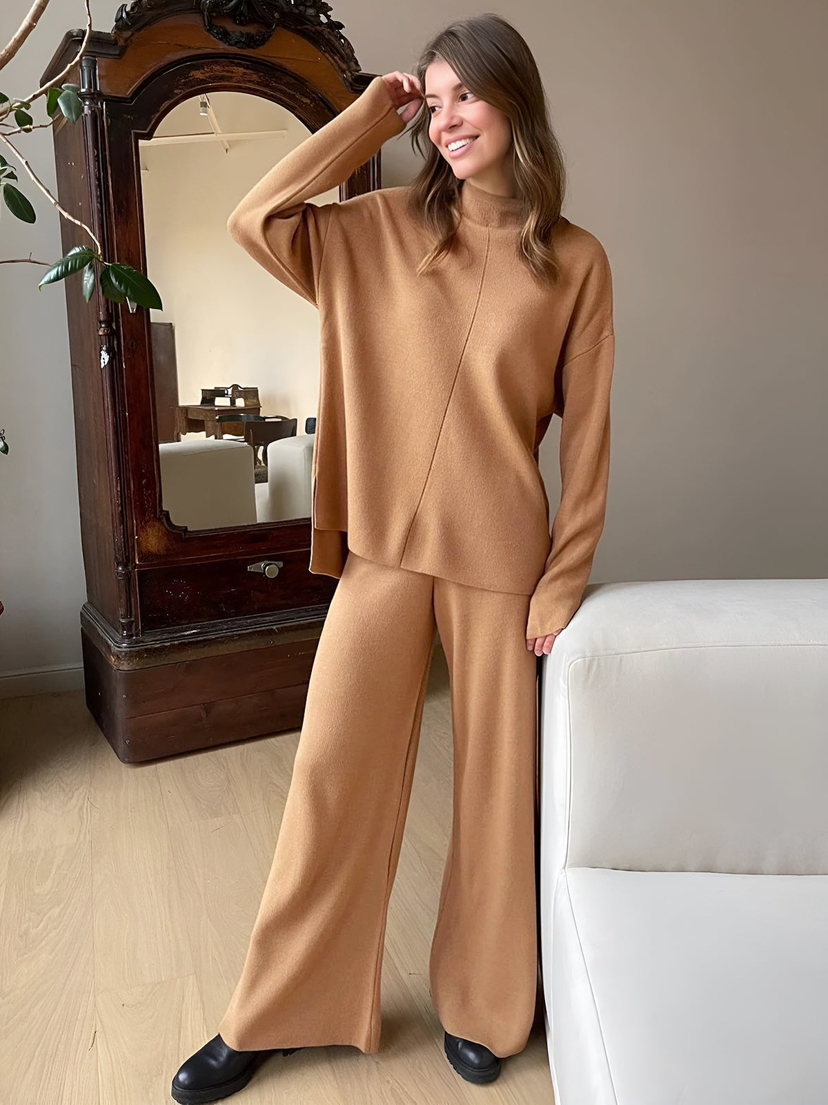 Loose Casual Sweater & Soft Pant 2 Piece Lounge Set - Ahaselected
