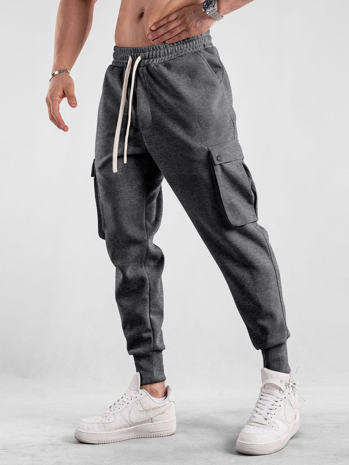 Comfy High Rib Cargo Sweatpant Jogger All Season Essential - Ahaselected