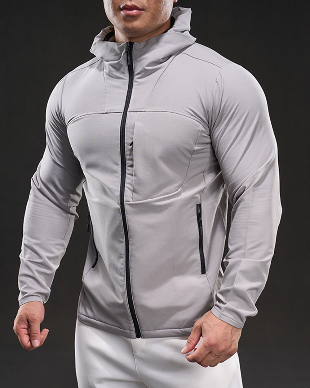 Fleece-Lined Athletic Hooded Full Zip Jacket - Ahaselected