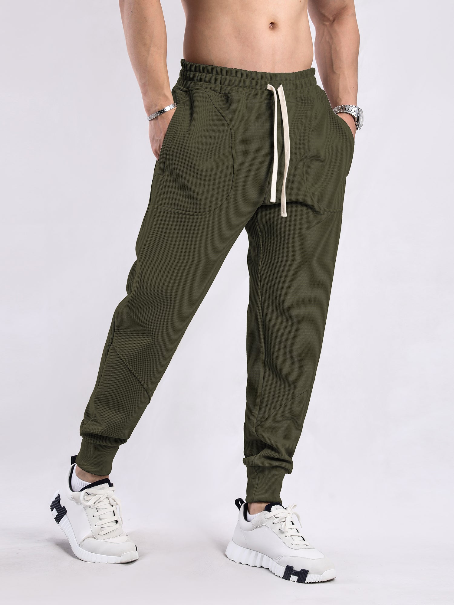 Soft Waffle Texture Performance Joggers - Ahaselected