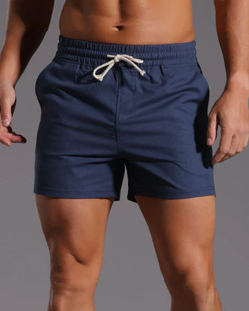 Men’s Breathable Cotton Linen Blend Drawstring Shorts