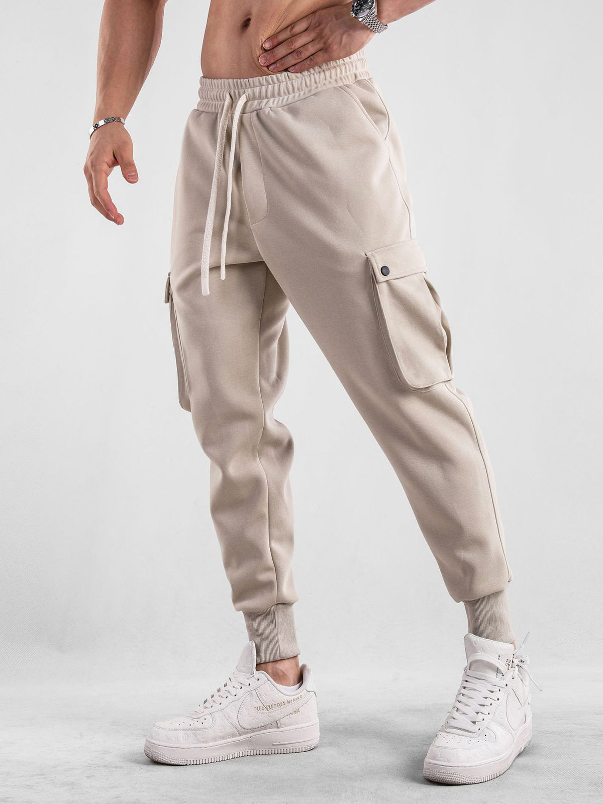 Comfy High Rib Cargo Sweatpant Jogger All Season Essential - Ahaselected