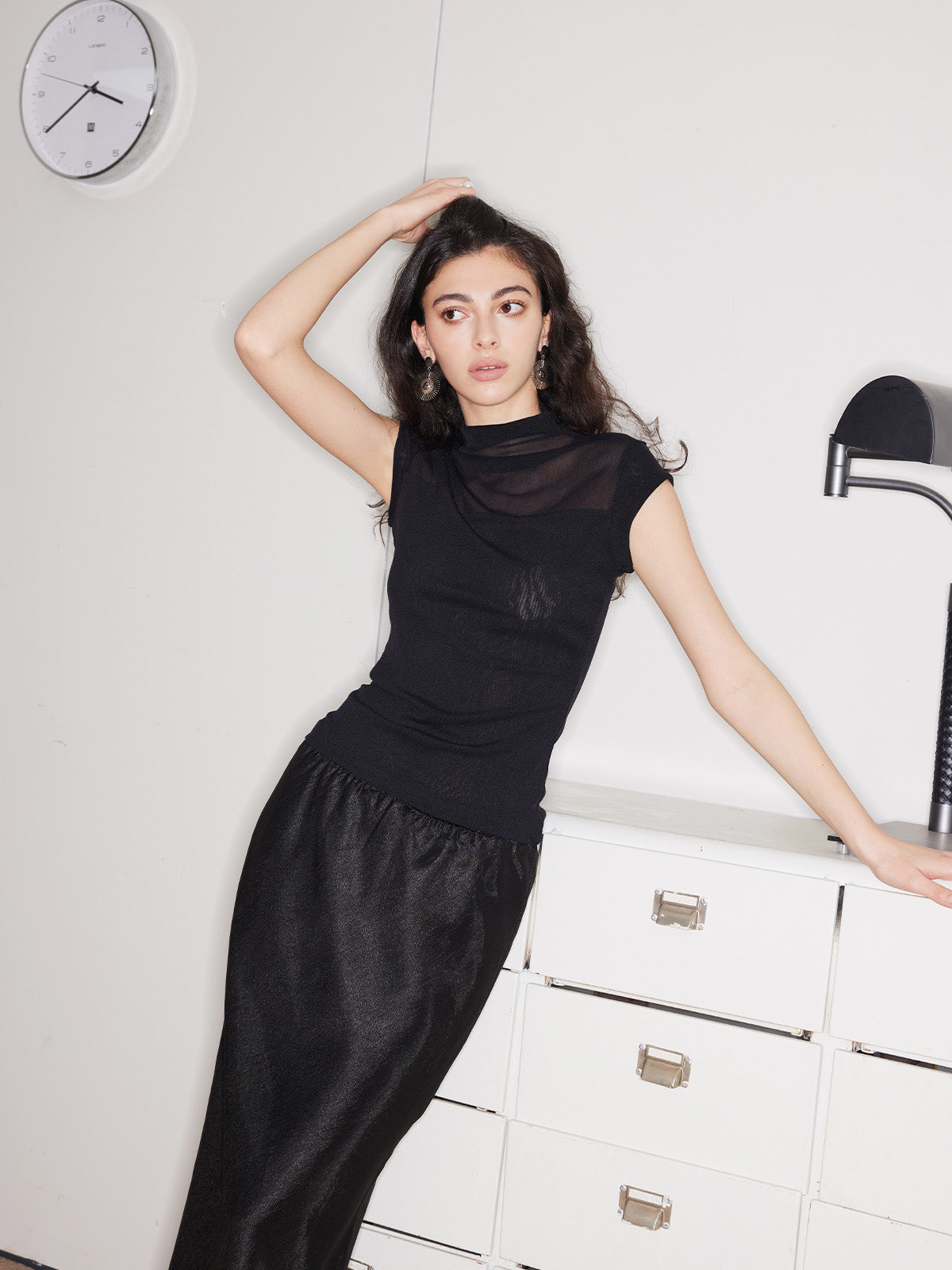 Sleeveless High Neck Mesh Top - Ahaselected