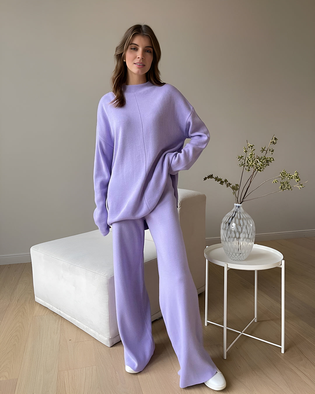 Loose Casual Sweater & Soft Pant 2 Piece Lounge Set - Ahaselected