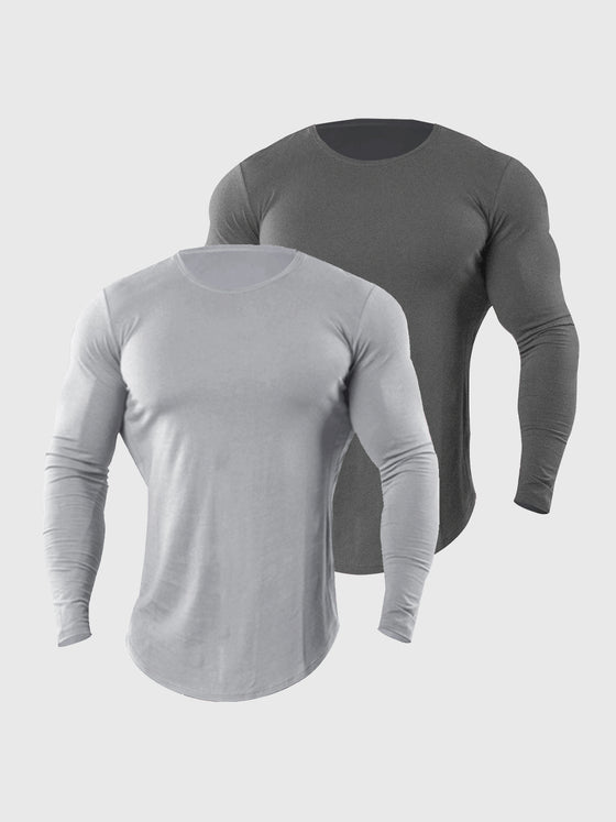 Crewneck Muscle Fit Long Sleeves T-shirt Baselayer - Ahaselected