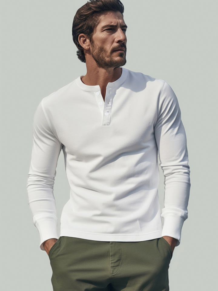 Classic Cotton long Sleeve Henley Shirt